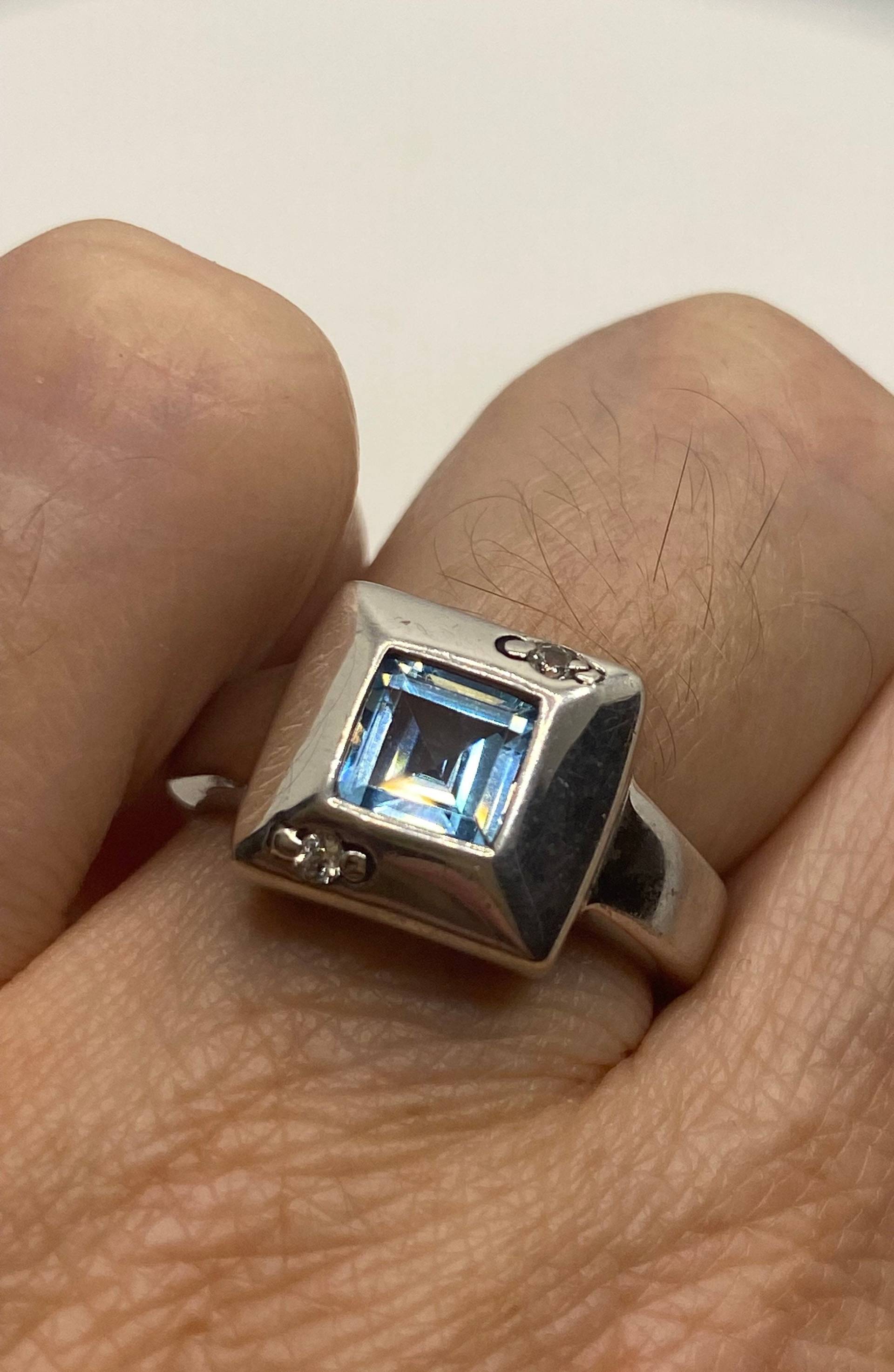Vintage Echte Blaue Topas 925 Sterling Silber Ring Vintage Echte Blaue Topas 925 Sterling Silber Ring von NemesisJewelryNYC