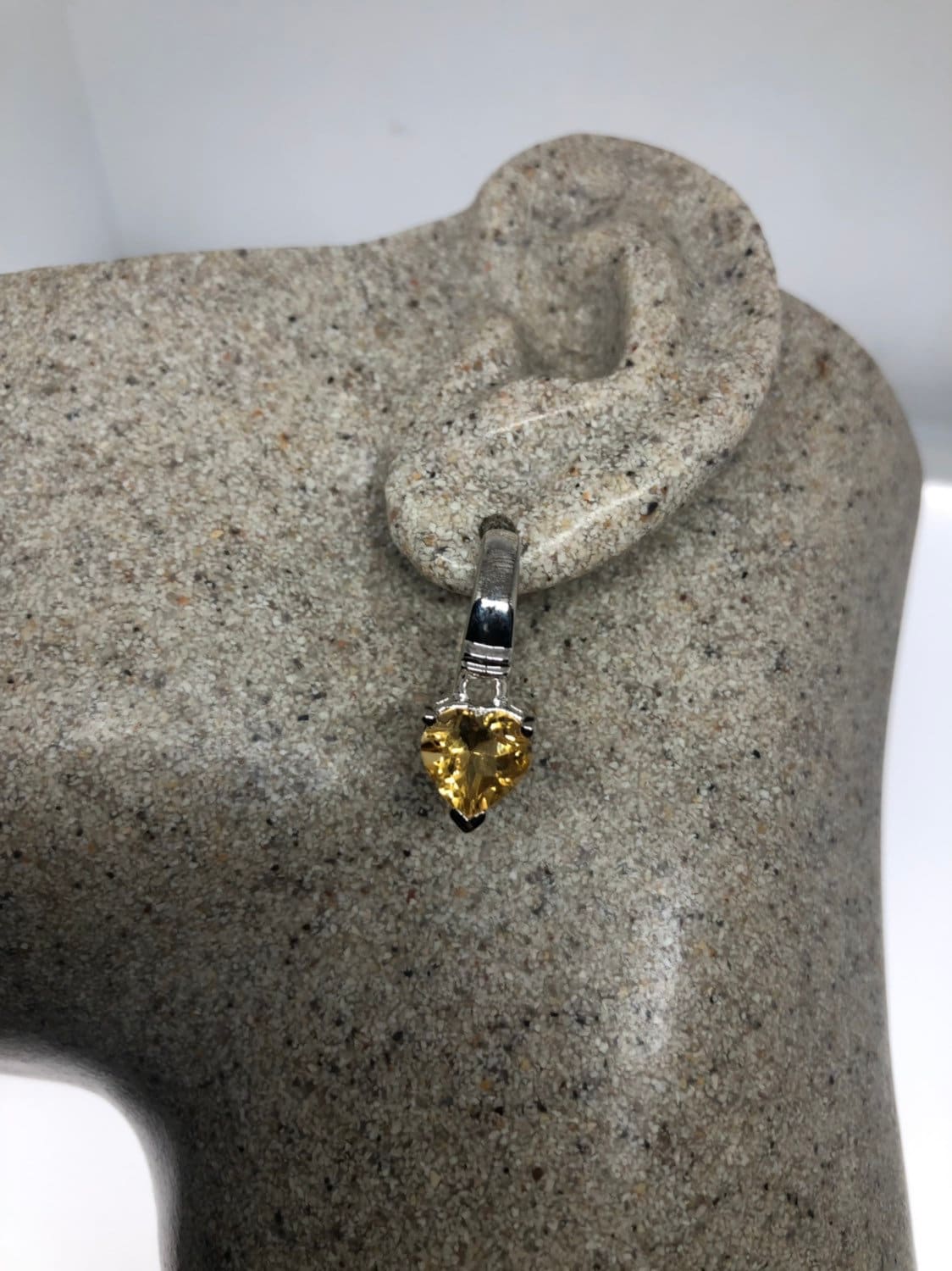 Vintage Echte Citrin Edelstein 925 Sterling Silber Deco Baumeln Ohrringe von NemesisJewelryNYC