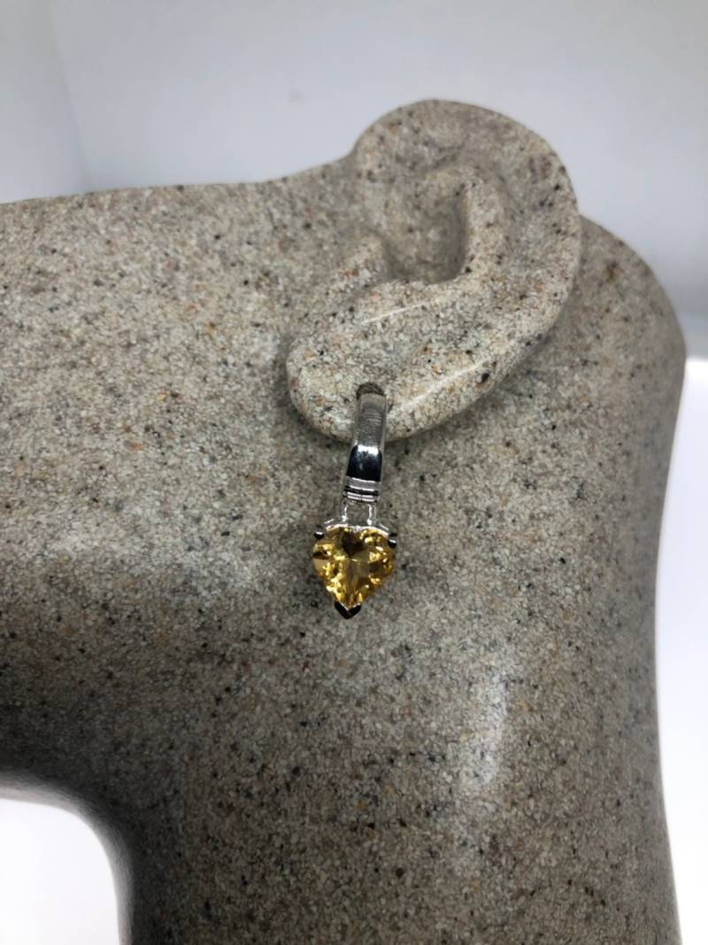 Vintage Echte Citrin Edelstein 925 Sterling Silber Deco Baumeln Ohrringe von NemesisJewelryNYC