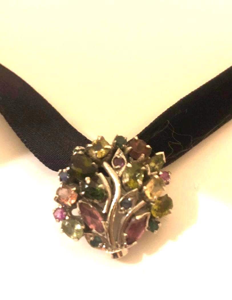 Vintage Echte Gemischte Edelstein 925 Sterling Silber Rhodium Brosche Vintage Echte Gemischte Edelstein 925 Sterling Silber Rhodium Brosche von NemesisJewelryNYC