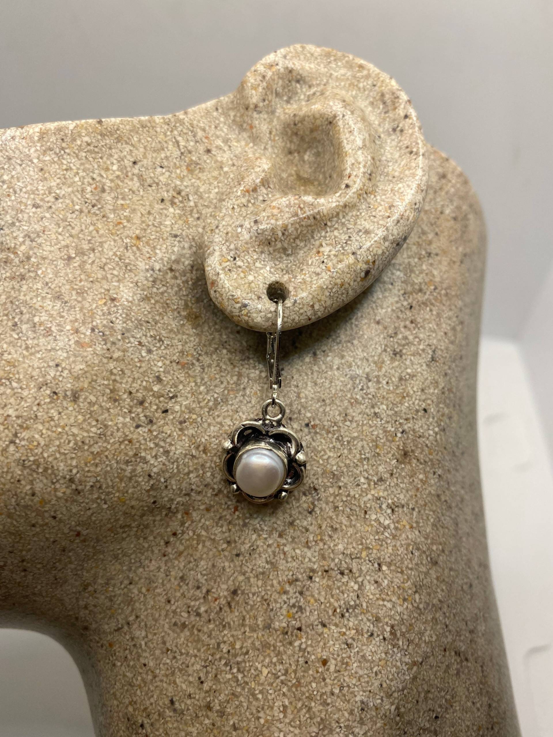 Vintage Echte Perle Sterling Silber Baumeln Ohrringe von NemesisJewelryNYC