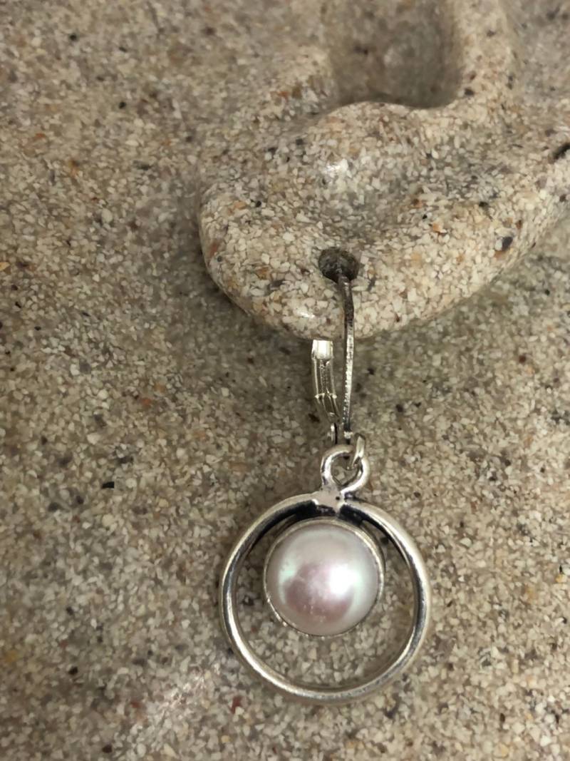 Vintage Echte Perle Sterling Silber Baumeln Ohrringe von NemesisJewelryNYC