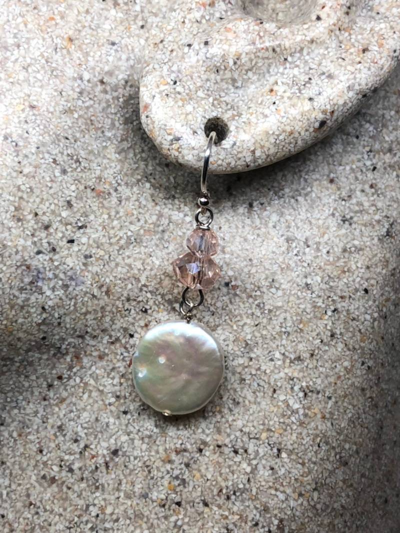 Vintage Echte Perle Sterling Silber Blume Ohrringe von NemesisJewelryNYC