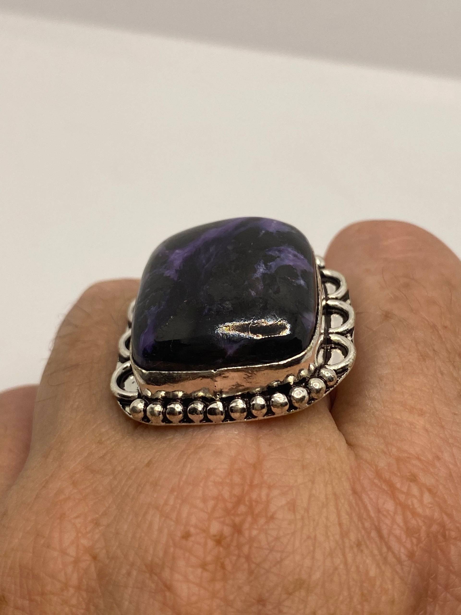 Vintage Echter Amethyst Spitzen Achat Ring von NemesisJewelryNYC