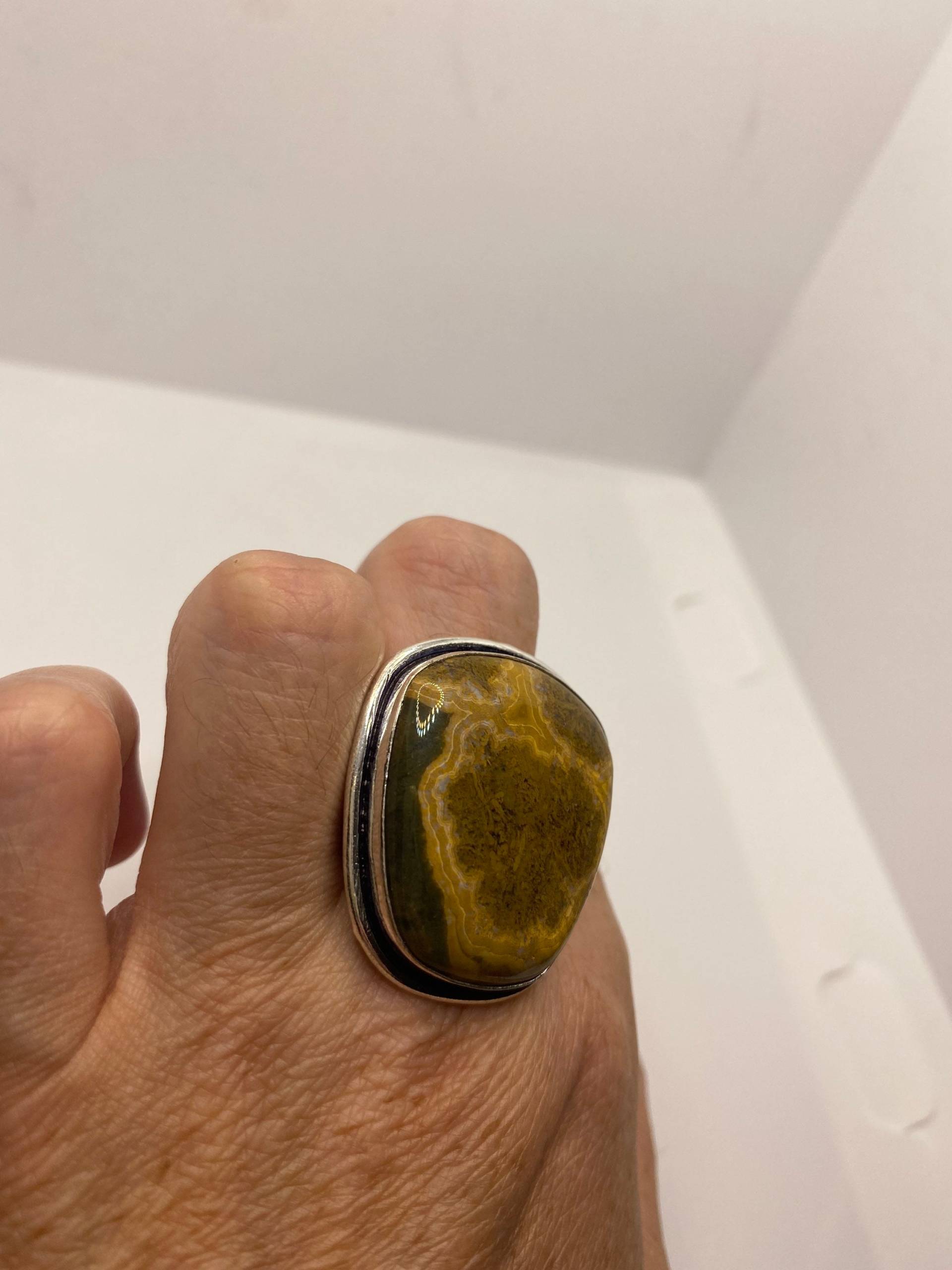 Vintage Echter Brauner Jaspis Ring von NemesisJewelryNYC