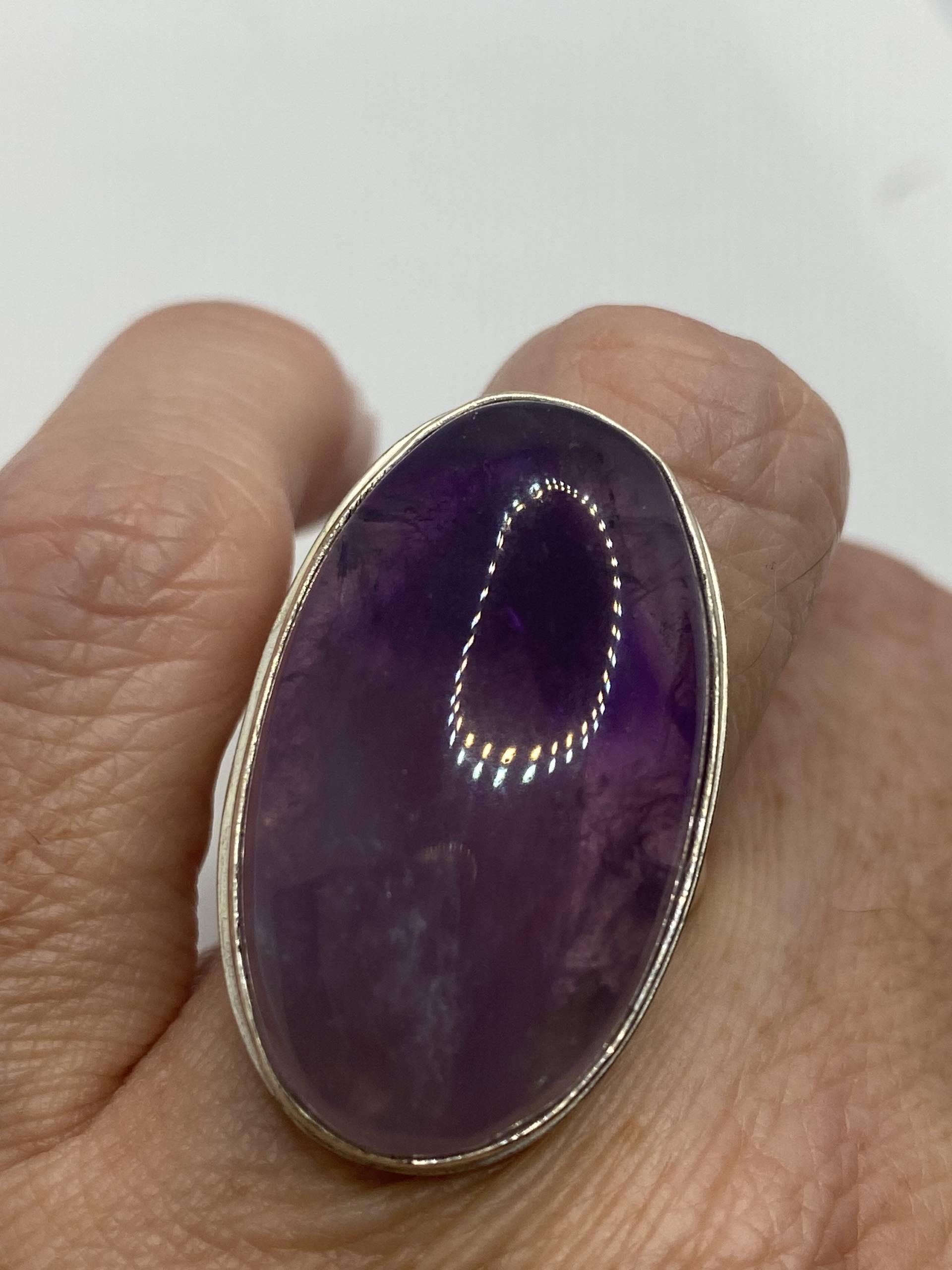 Vintage Echter Lila Amethyst Ring Größe 9, 5 von NemesisJewelryNYC