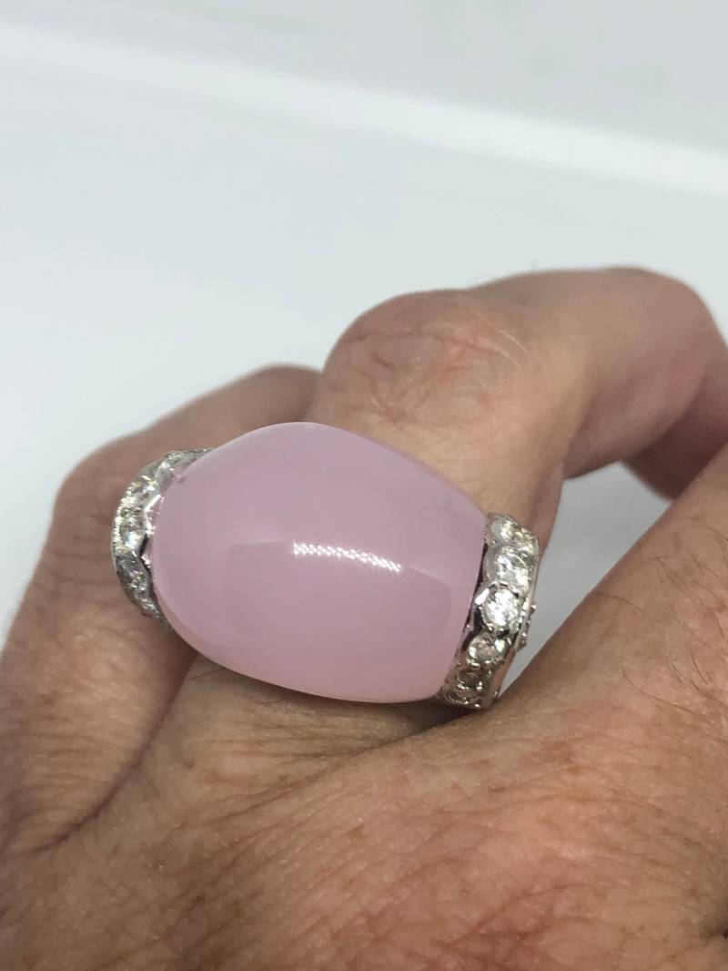 Vintage Echter Rosenquarz Markasit 925 Sterling Silber Ring von NemesisJewelryNYC