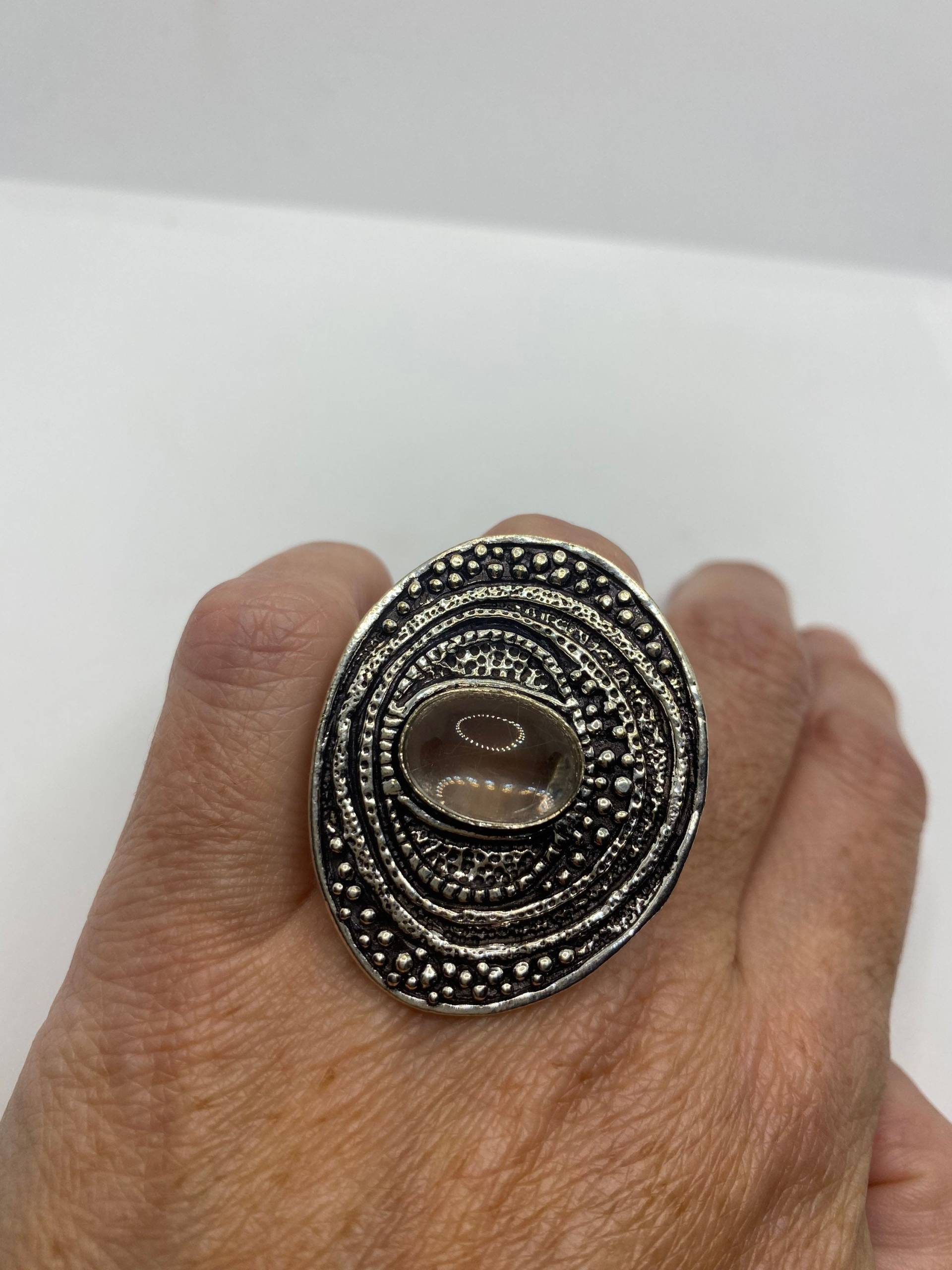 Vintage Echter Rosenquarz Silber Ring von NemesisJewelryNYC