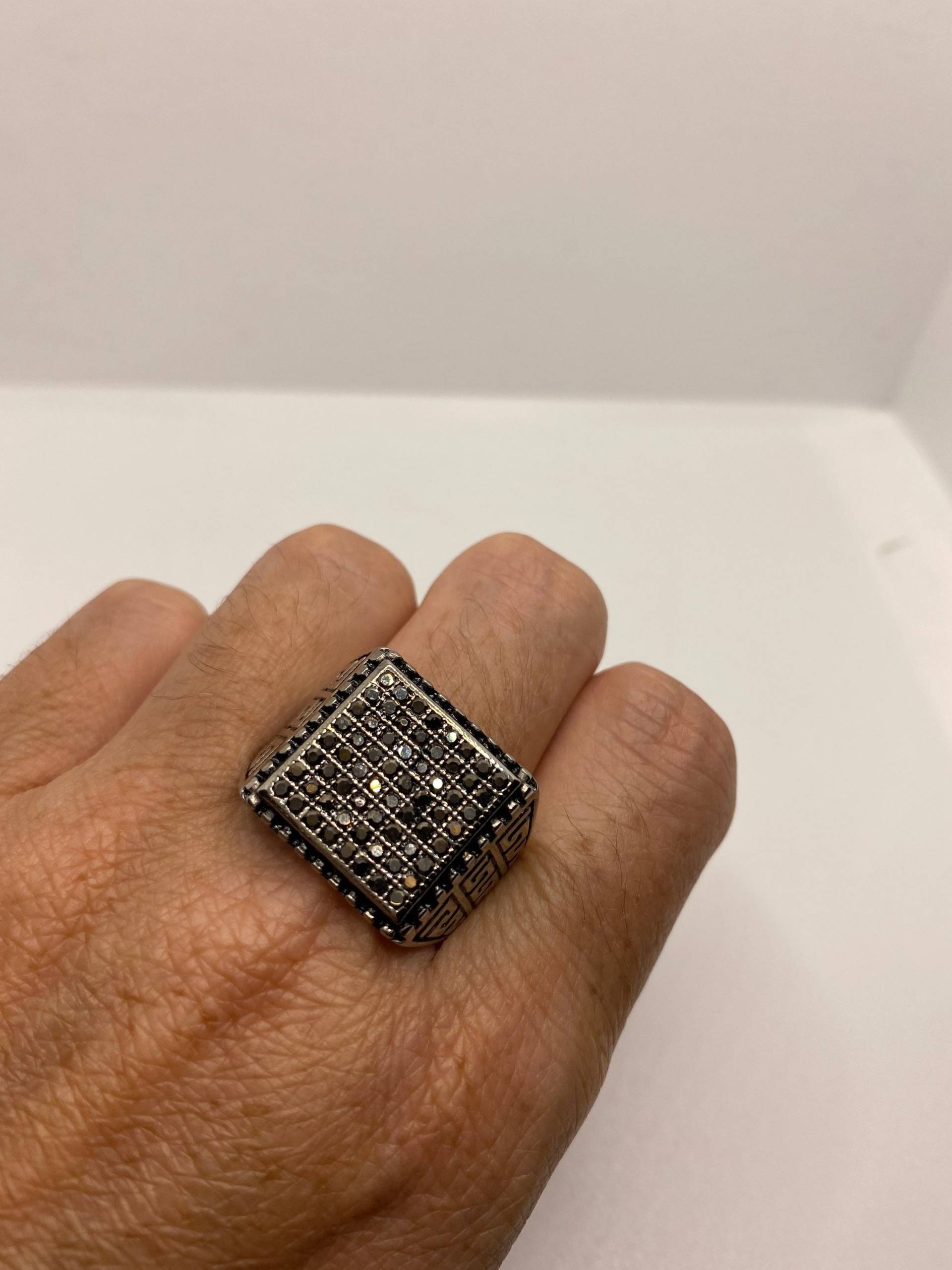 Vintage Edelstahl Marcasite Herren Ring von NemesisJewelryNYC