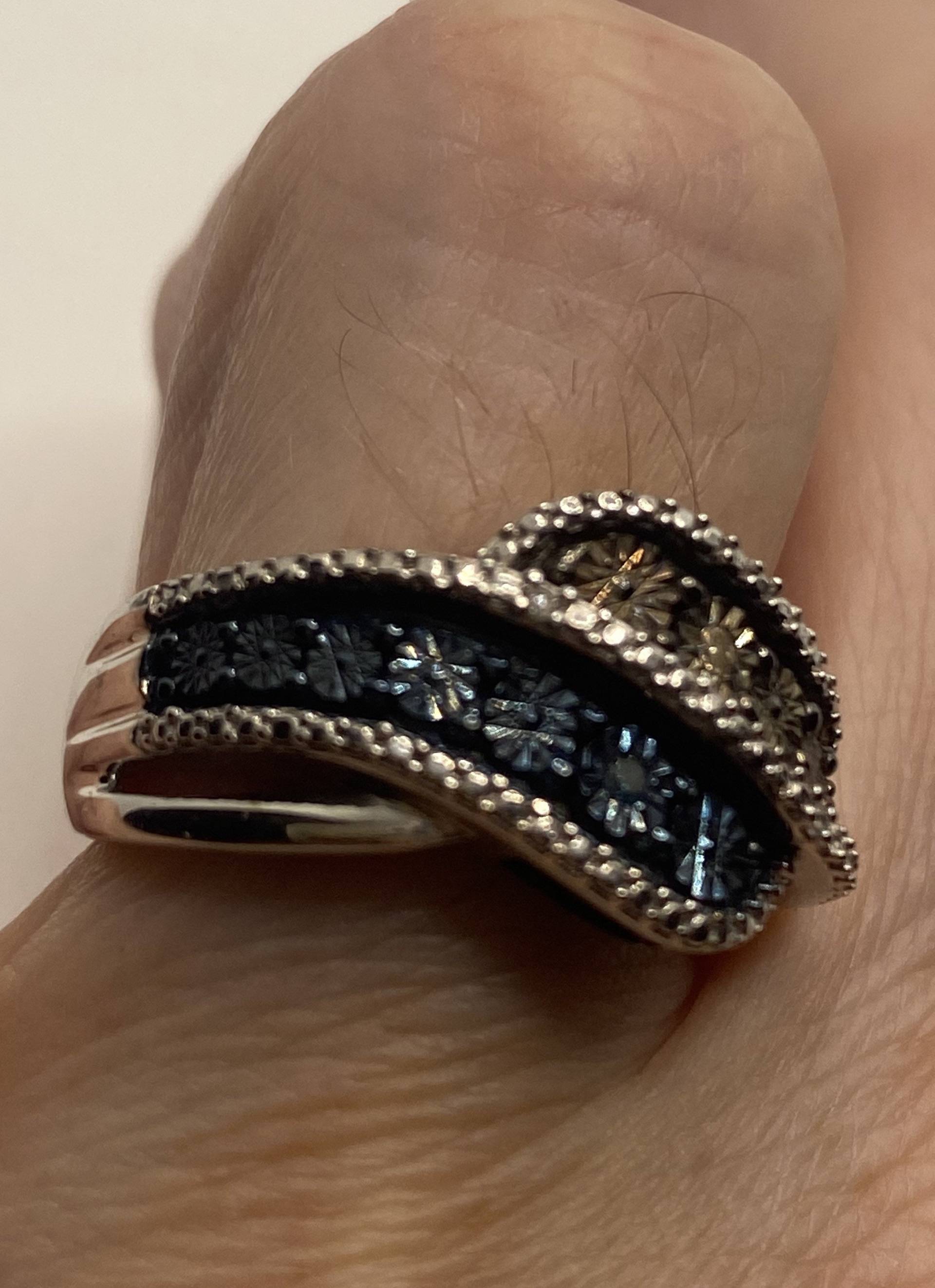Vintage Feldzug Und Grün Diamant-Chip 925 Sterling Silber Cocktail Band Ring Vintage Feldzug Und Grün Diamant-Chip 925 Sterling Silber Cocktail Band Ring von NemesisJewelryNYC