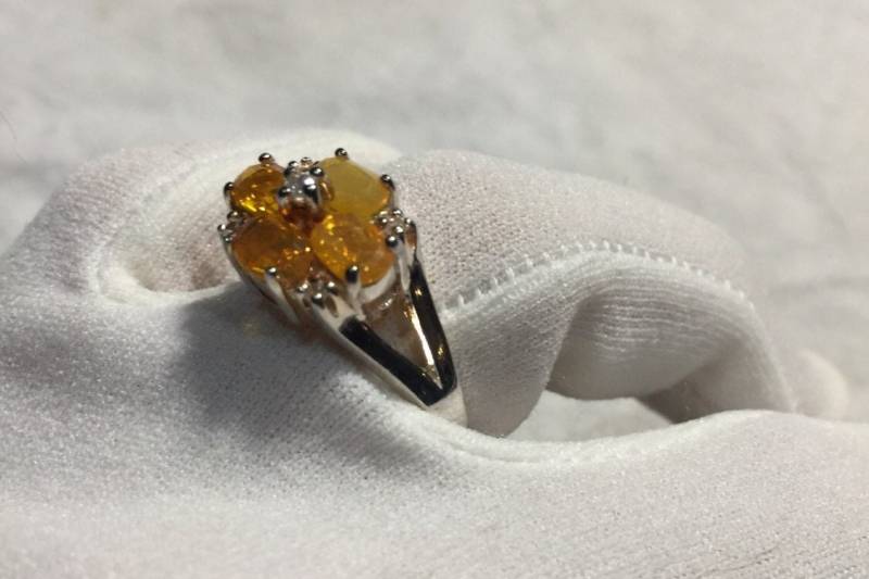 Vintage Feueropal Ring Weißer Saphir 925 Sterling Silber Cocktail von NemesisJewelryNYC