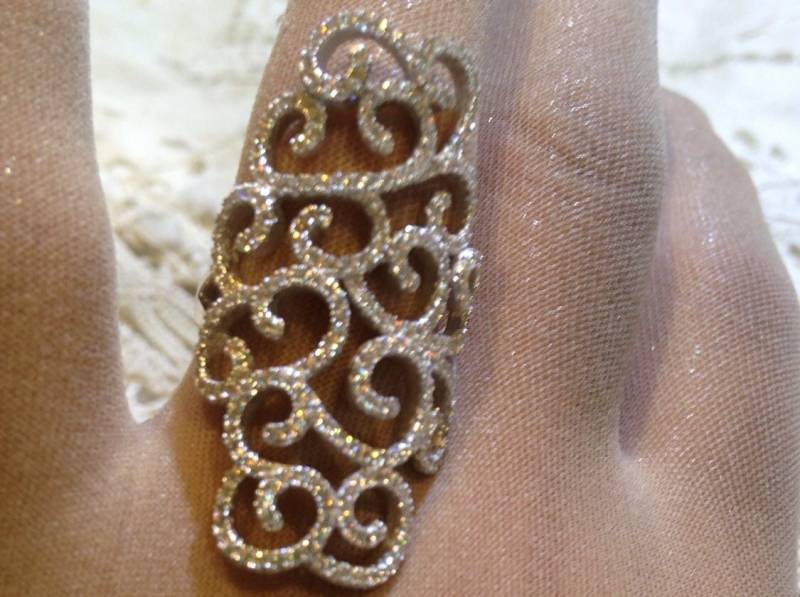 Vintage Filigrane Zirkonia Kristall Gothic Sterling Silber Ring von NemesisJewelryNYC