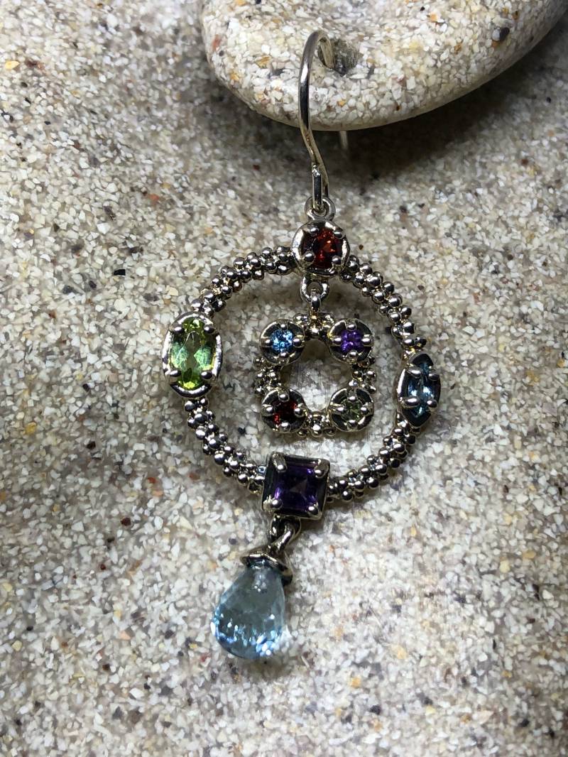 Vintage Gemischt Echte Citrin Edelstein Filigrane 925 Sterling Silber Kronleuchter Ohrringe von NemesisJewelryNYC