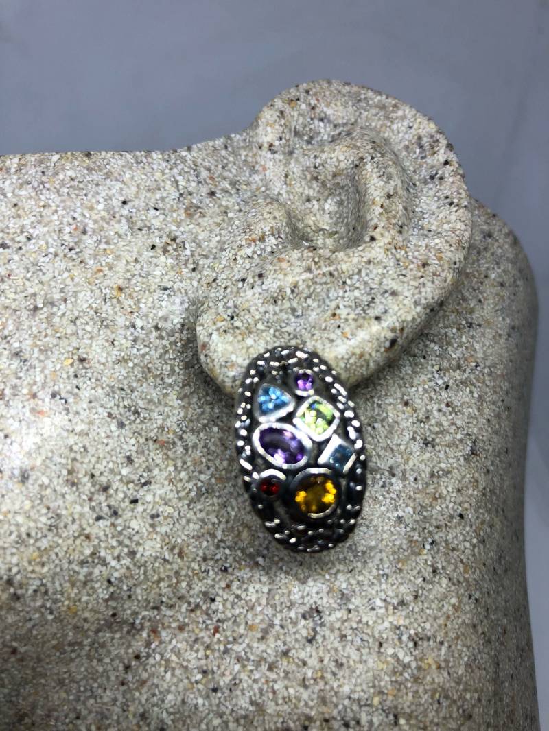 Vintage Gemischt Echte Citrin Edelstein Filigrane 925 Sterling Silber Kronleuchter Ohrringe von NemesisJewelryNYC