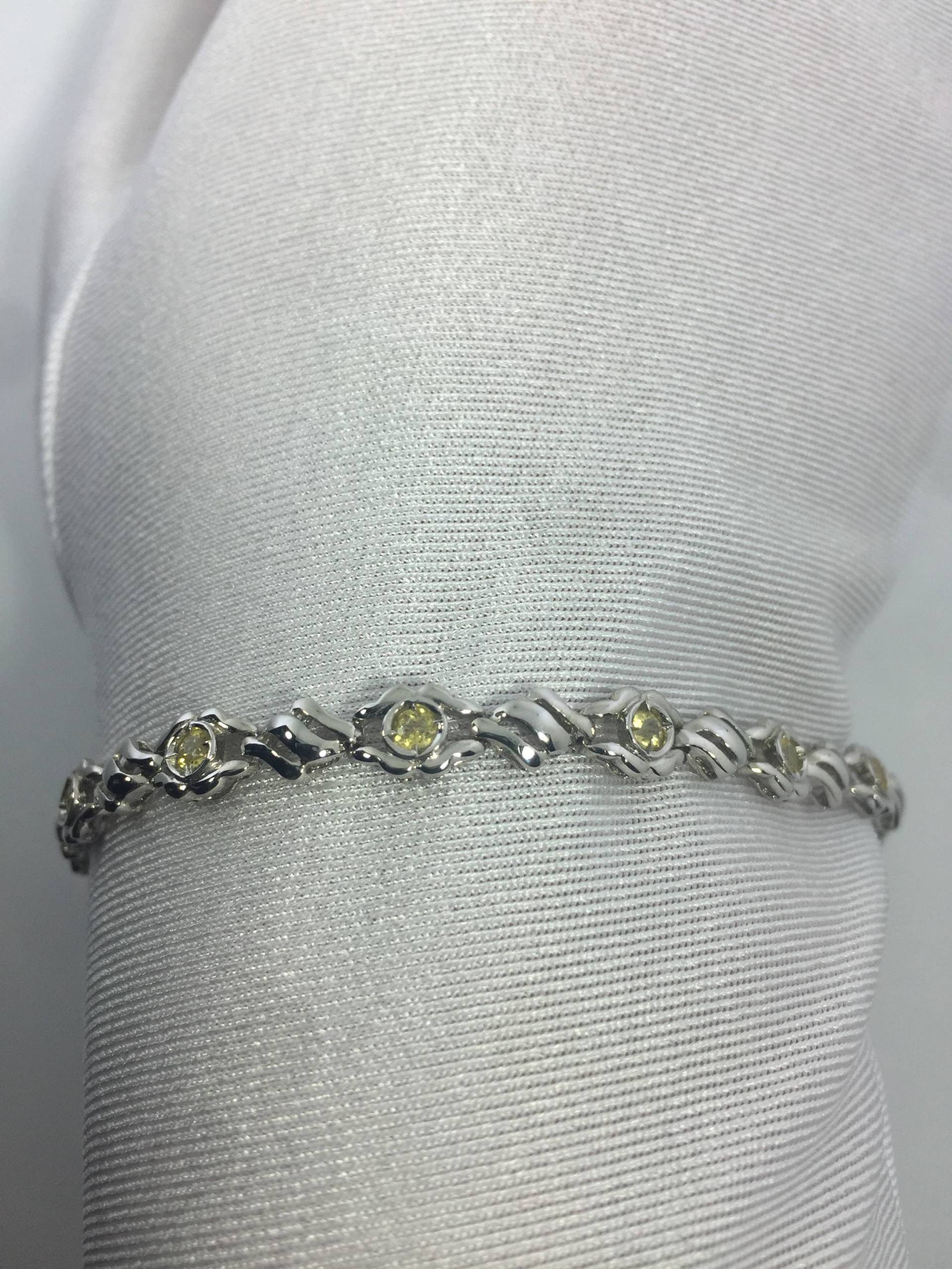 Vintage Gold Citrin Armband 925 Sterling Silber Tennis von NemesisJewelryNYC