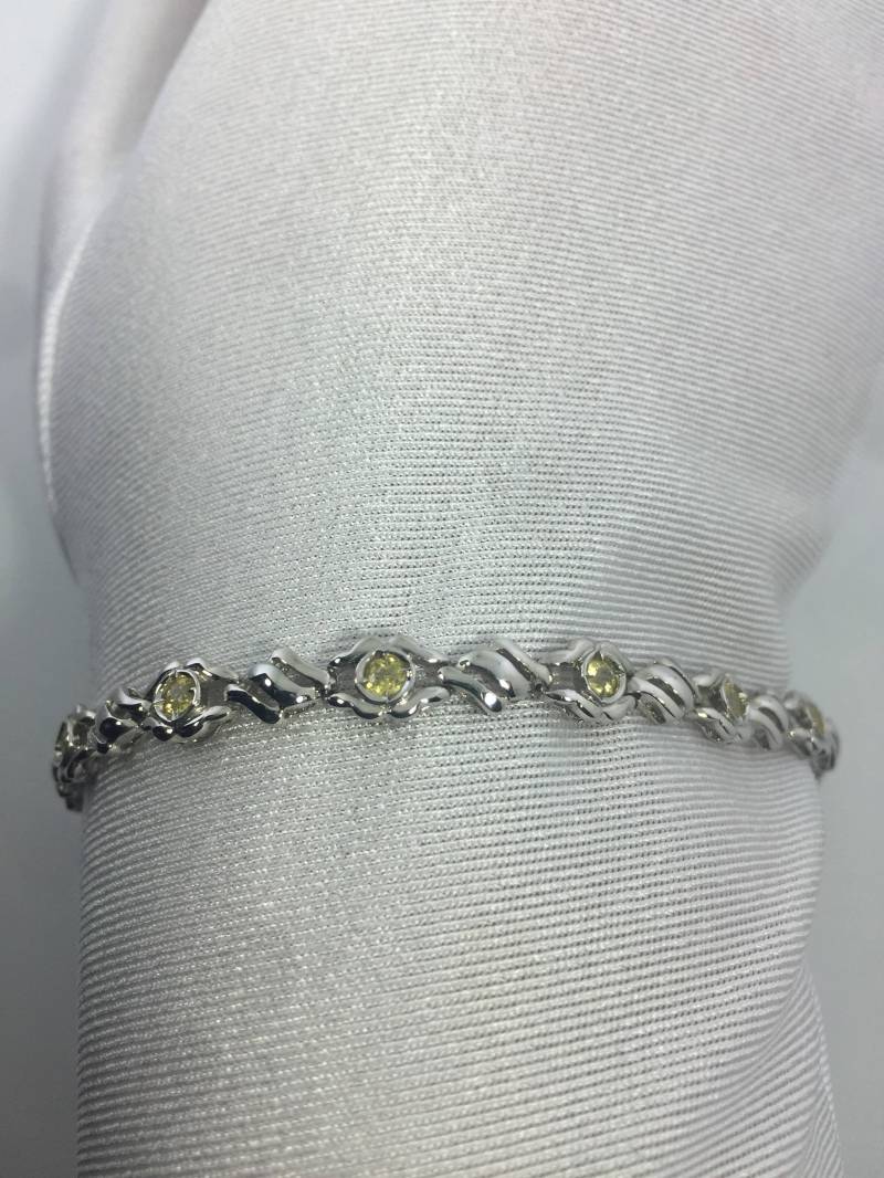 Vintage Gold Citrin Armband 925 Sterling Silber Tennis von NemesisJewelryNYC