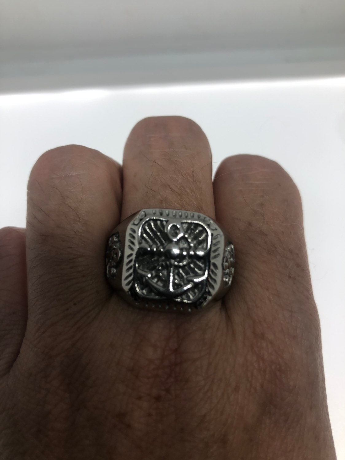 Vintage Gothic Silber Edelstahl Navy Anker Herrenring von NemesisJewelryNYC