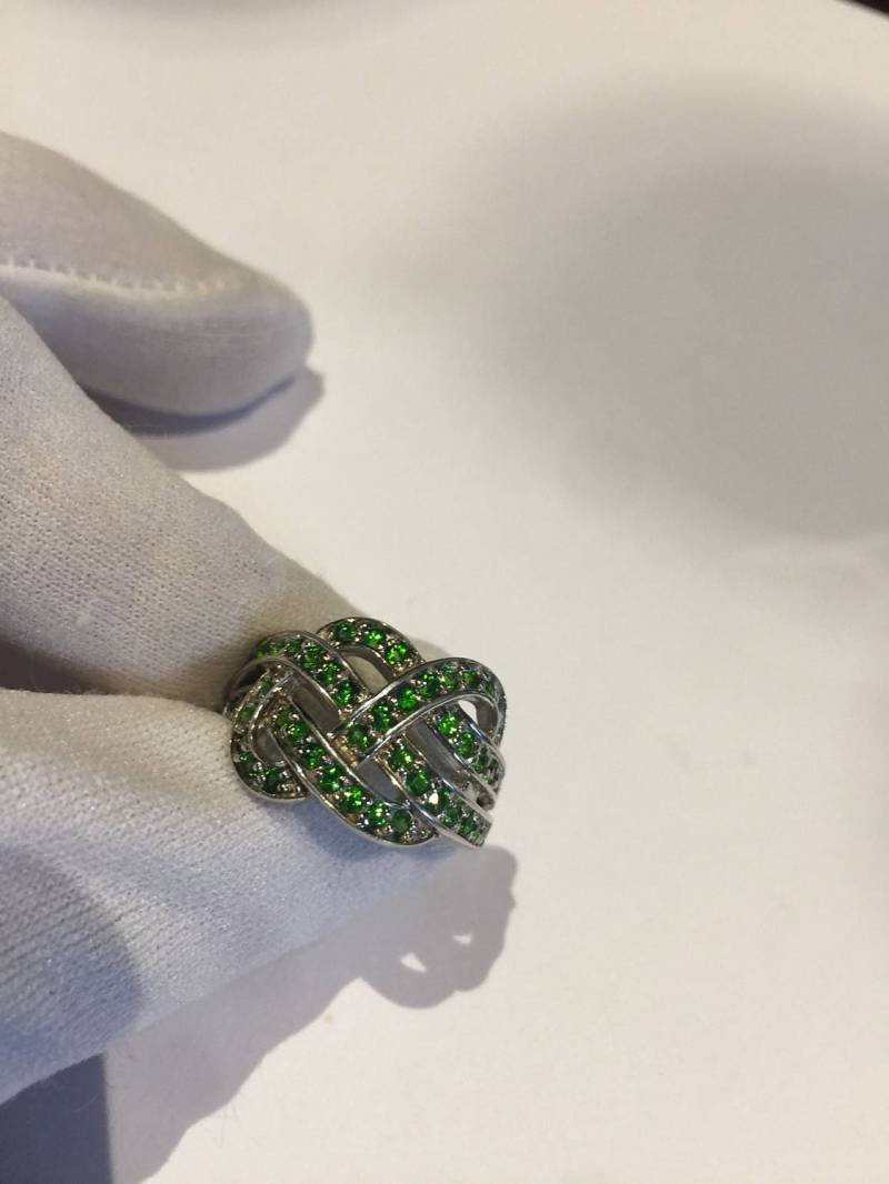 Vintage Grüner Chromdiopsid Sterling Silber Ring Handgemacht von NemesisJewelryNYC