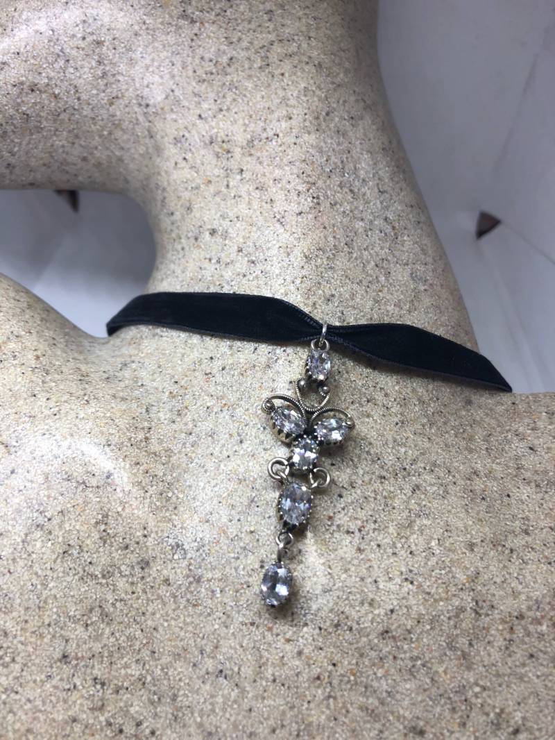 Vintage Handgemachte 925 Sterling Silber Bergkristall Weißer Saphir Anhänger von NemesisJewelryNYC