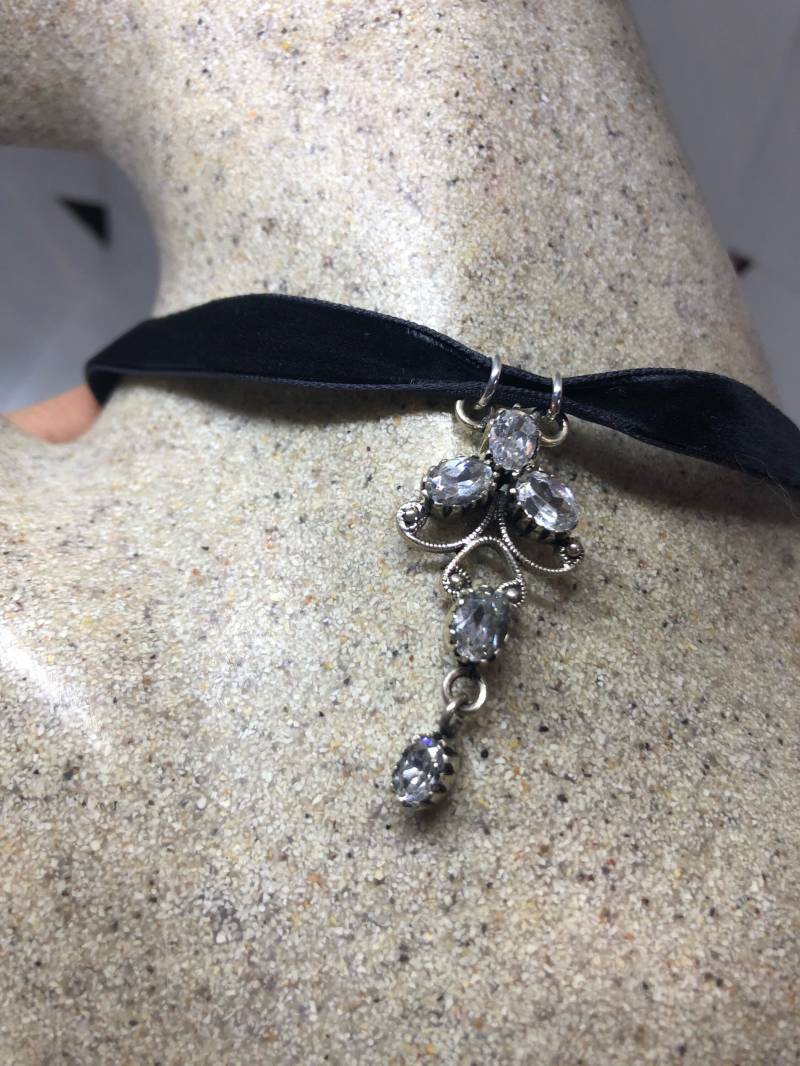 Vintage Handgemachte 925 Sterling Silber Bergkristall Weißer Saphir Anhänger von NemesisJewelryNYC