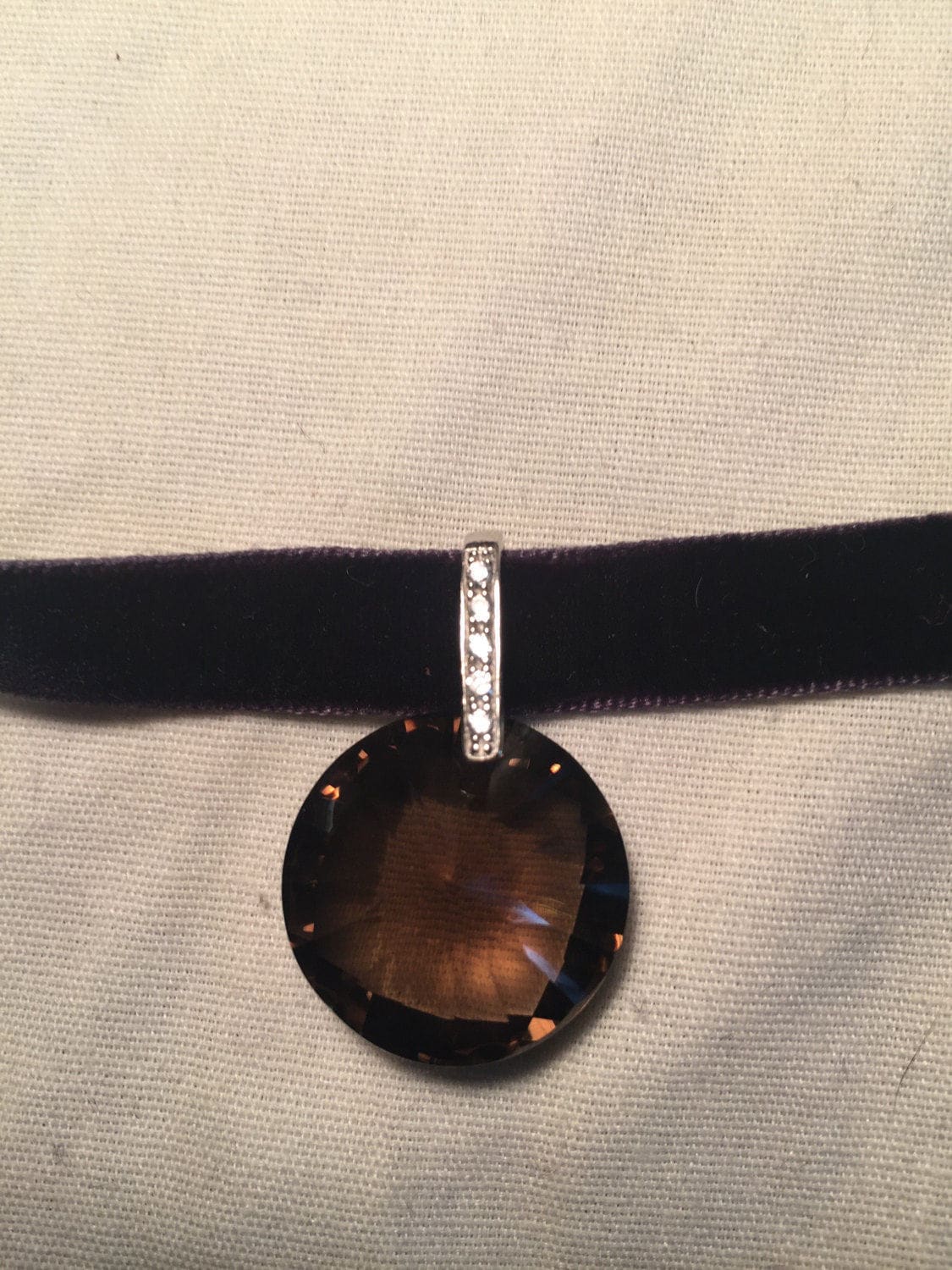 Vintage Handgemachte 925 Sterling Silber Rauchquarz Anhänger von NemesisJewelryNYC