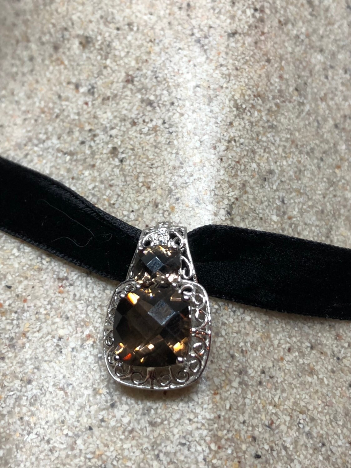 Vintage Handgemachte 925 Sterling Silber Rauchquarz Anhänger von NemesisJewelryNYC