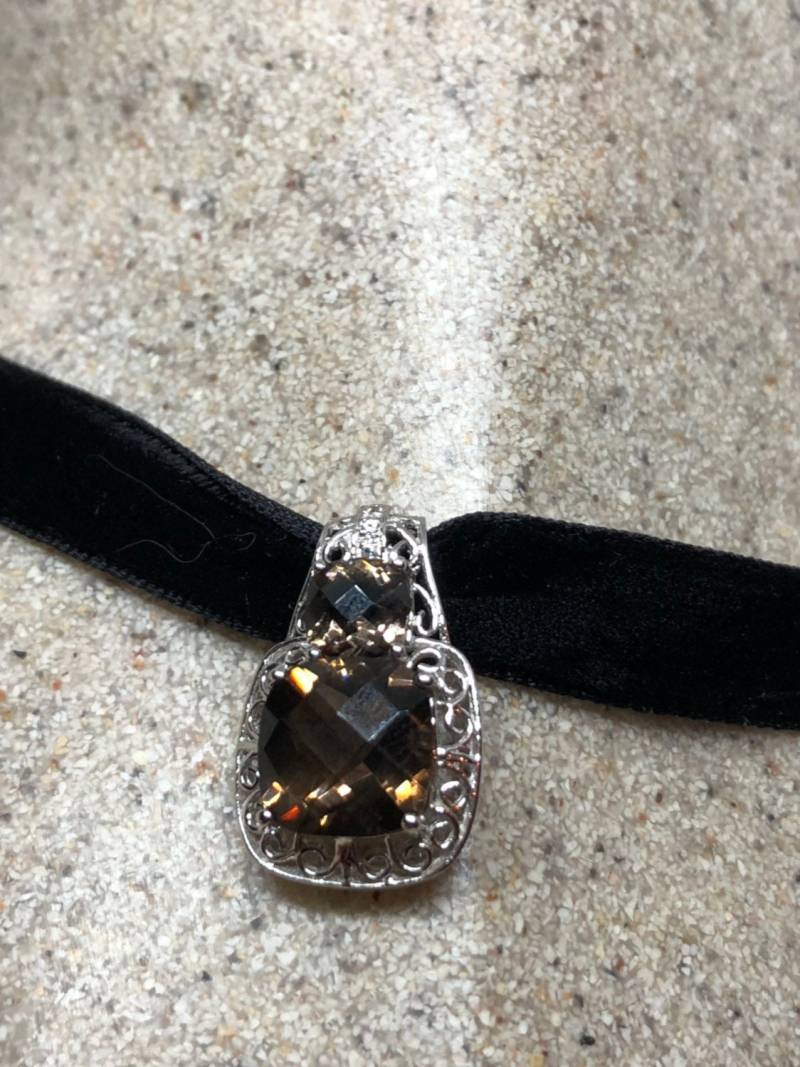 Vintage Handgemachte 925 Sterling Silber Rauchquarz Anhänger von NemesisJewelryNYC