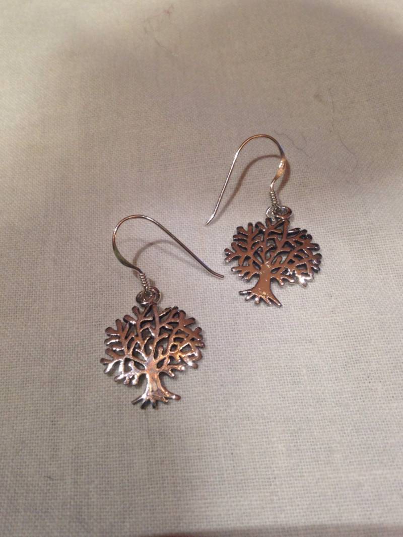 Vintage Handgemachte Amethyst 925 Sterling Silber Baum Des Lebens Deco Ohrringe von NemesisJewelryNYC