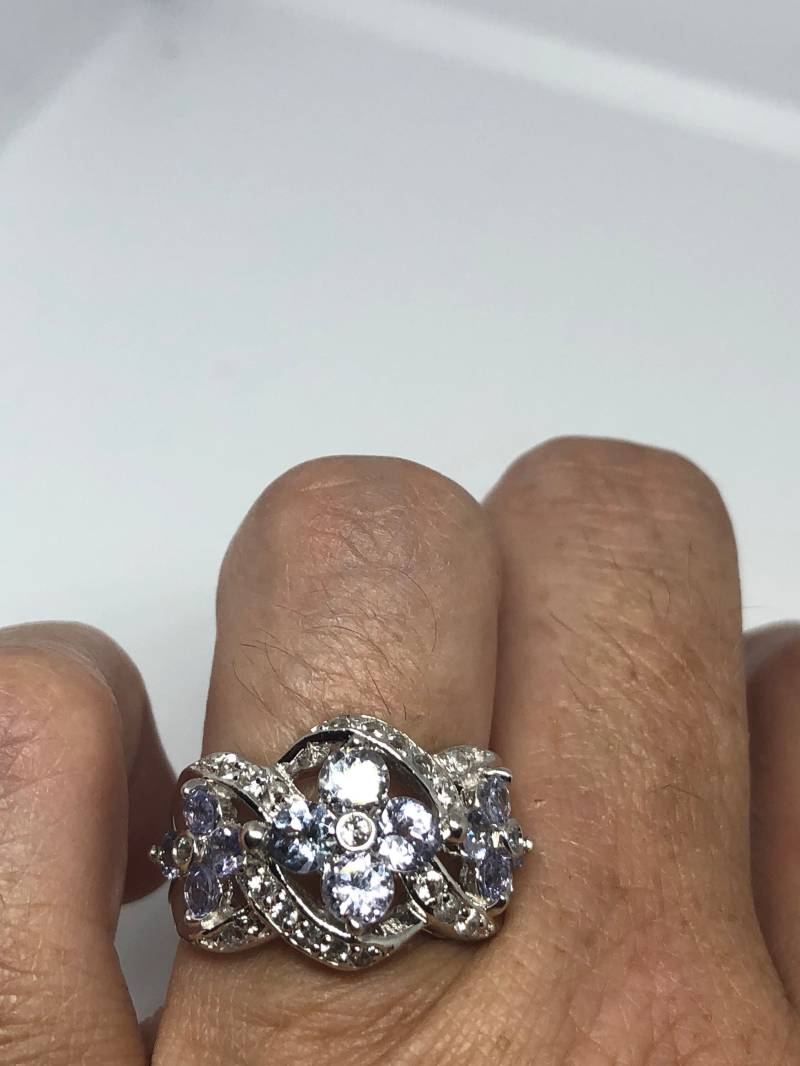 Vintage Handgemachte Blaue Tansanit Fassung 925 Sterling Silber Gothic Ring Vintage Handgemachte Blaue Tansanit Fassung 925 Sterling Silber Gothic Ring von NemesisJewelryNYC