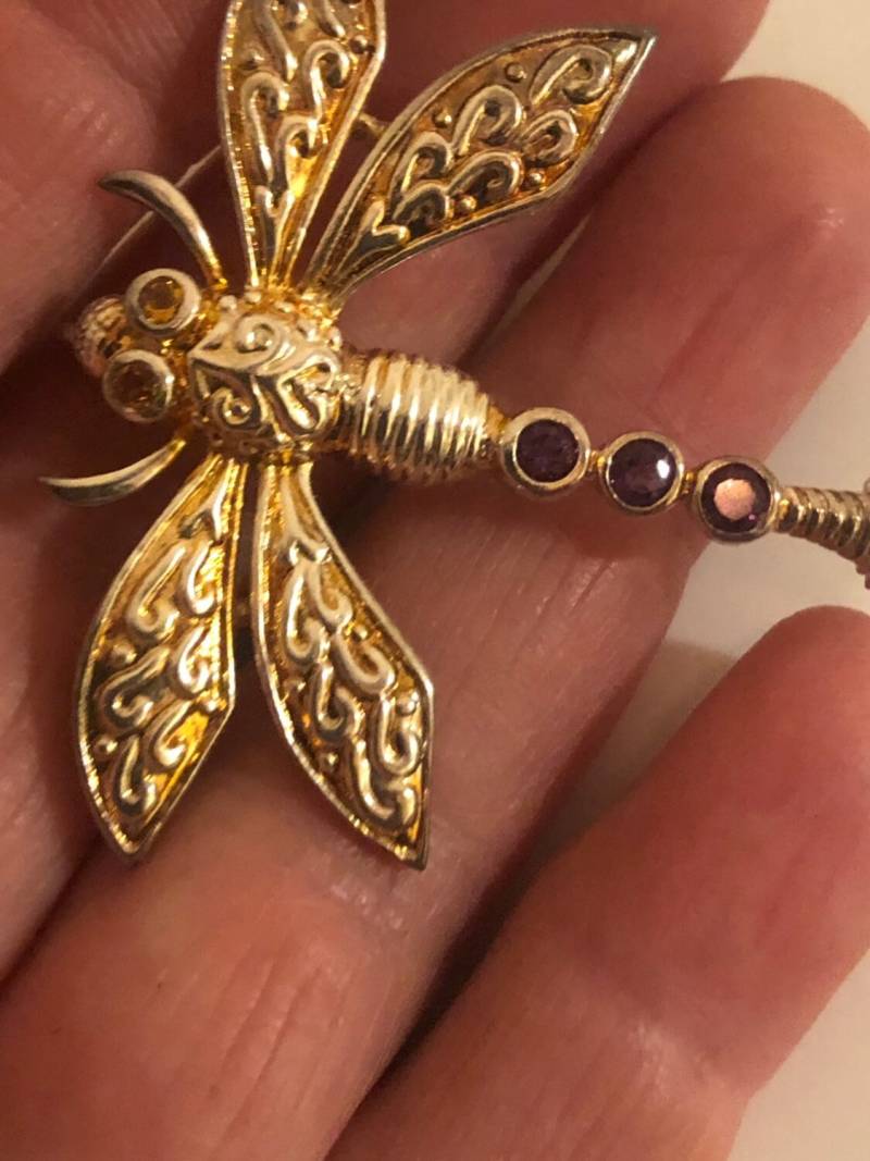 Vintage Handgemachte Echte Edelstein 925 Sterling Silber Brosche von NemesisJewelryNYC