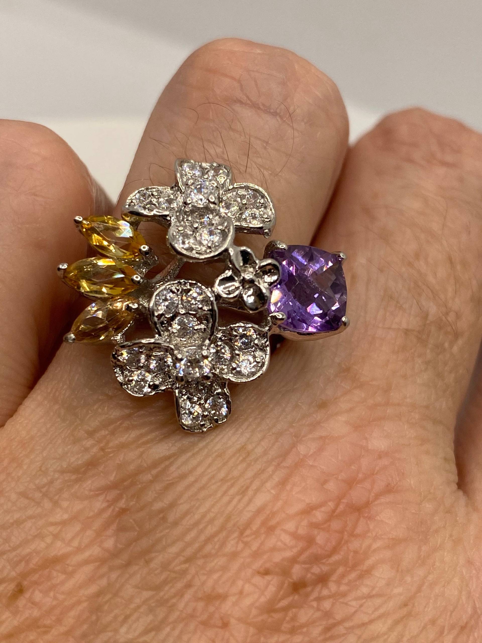 Vintage Handgemachte Echte Lila Amethyst Filigrane Einstellung 925 Sterling Silber Gothic Ring Vintage Handgemachte Echte Lila Amethyst Filigrane Einstellung 925 Sterling Silber Gothic Ring von NemesisJewelryNYC
