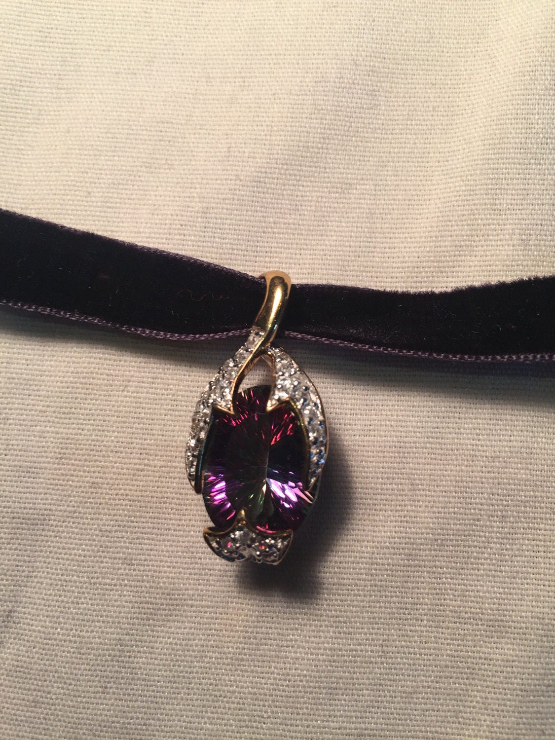 Vintage Handgemachte Goldene 925 Sterling Silber Mystic Echte Topas Antike Anhänger Halskette von NemesisJewelryNYC