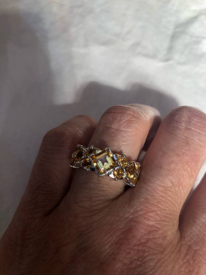 Vintage Handgemachte Goldene Echte Citrin 925 Sterling Silber Gothic Ring von NemesisJewelryNYC