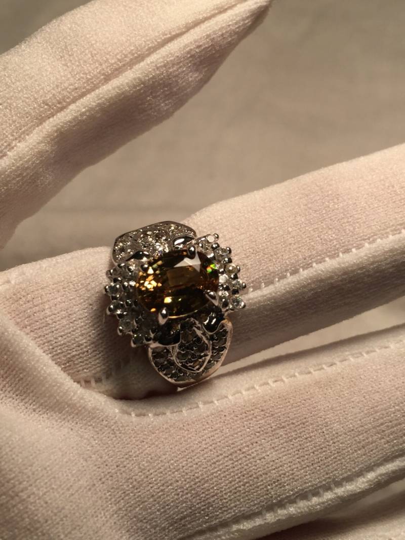Vintage Handgemachte Goldene Echte Citrin 925 Sterling Silber Gothic Ring von NemesisJewelryNYC