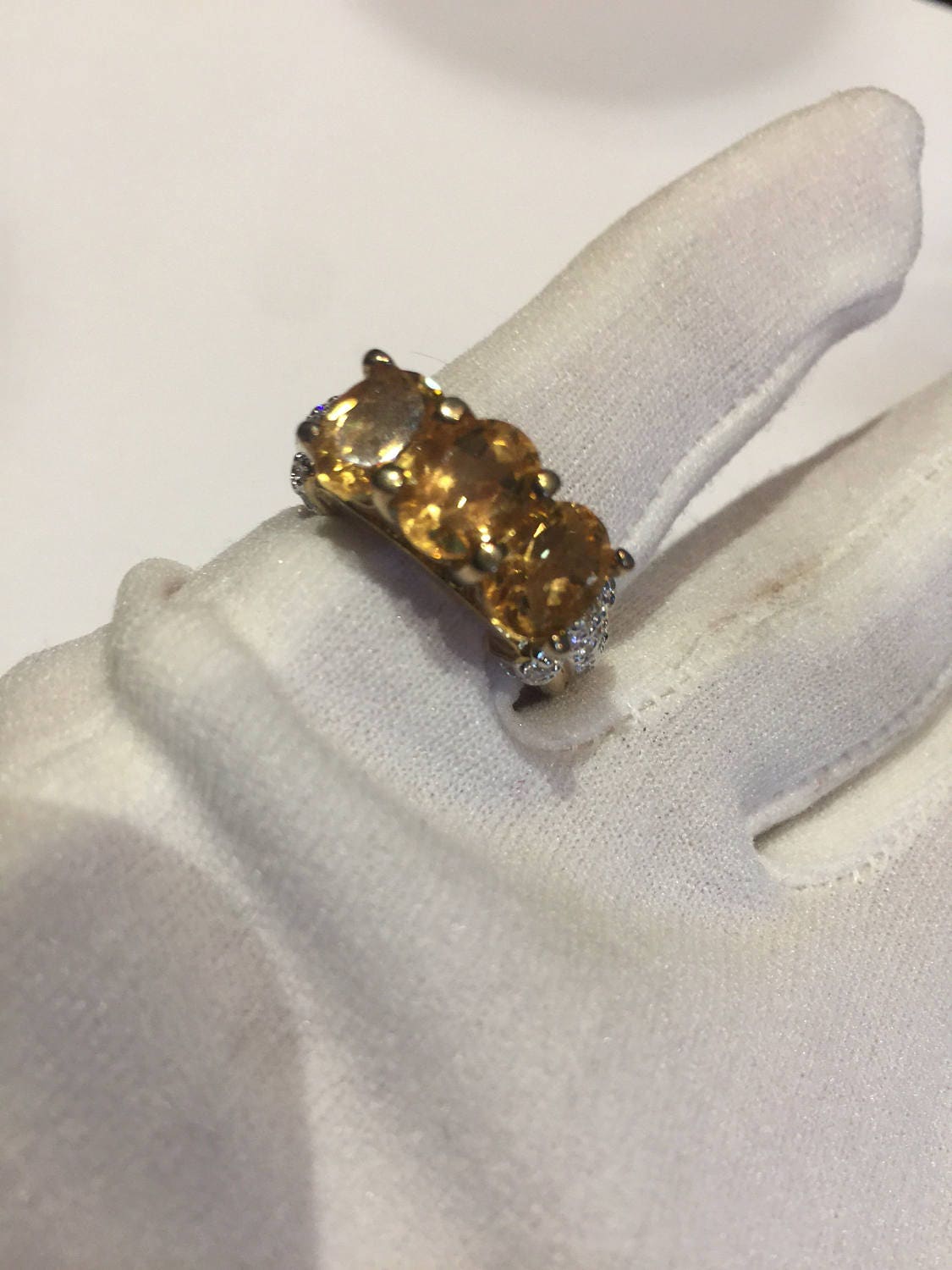 Vintage Handgemachte Goldene Echte Citrin 925 Sterling Silber Gothic Ring von NemesisJewelryNYC