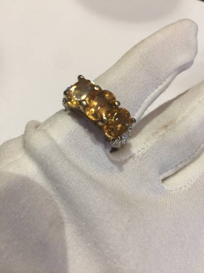 Vintage Handgemachte Goldene Echte Citrin 925 Sterling Silber Gothic Ring von NemesisJewelryNYC