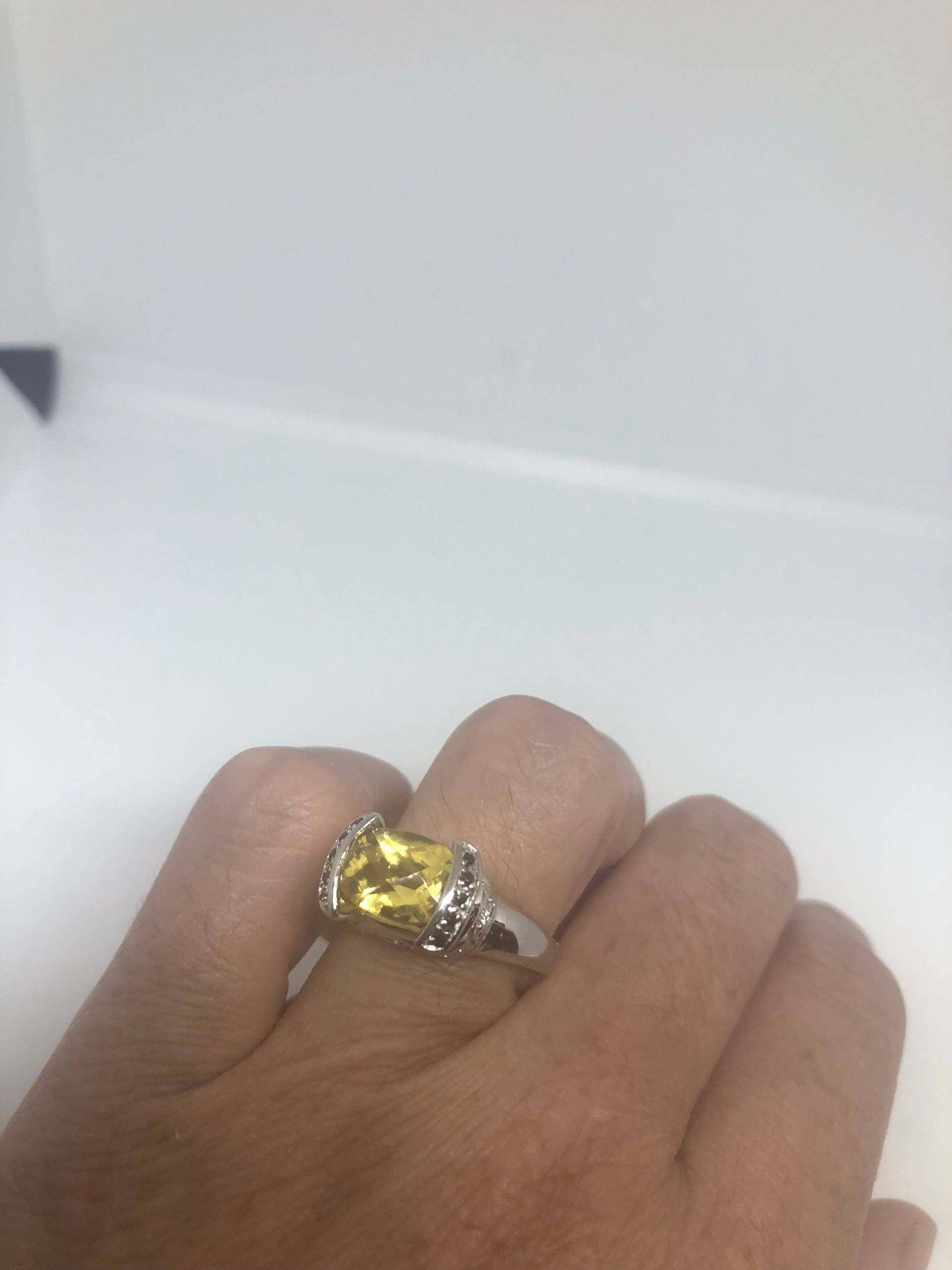 Vintage Handgemachte Goldene Echte Citrin 925 Sterling Silber Gothic Ring von NemesisJewelryNYC