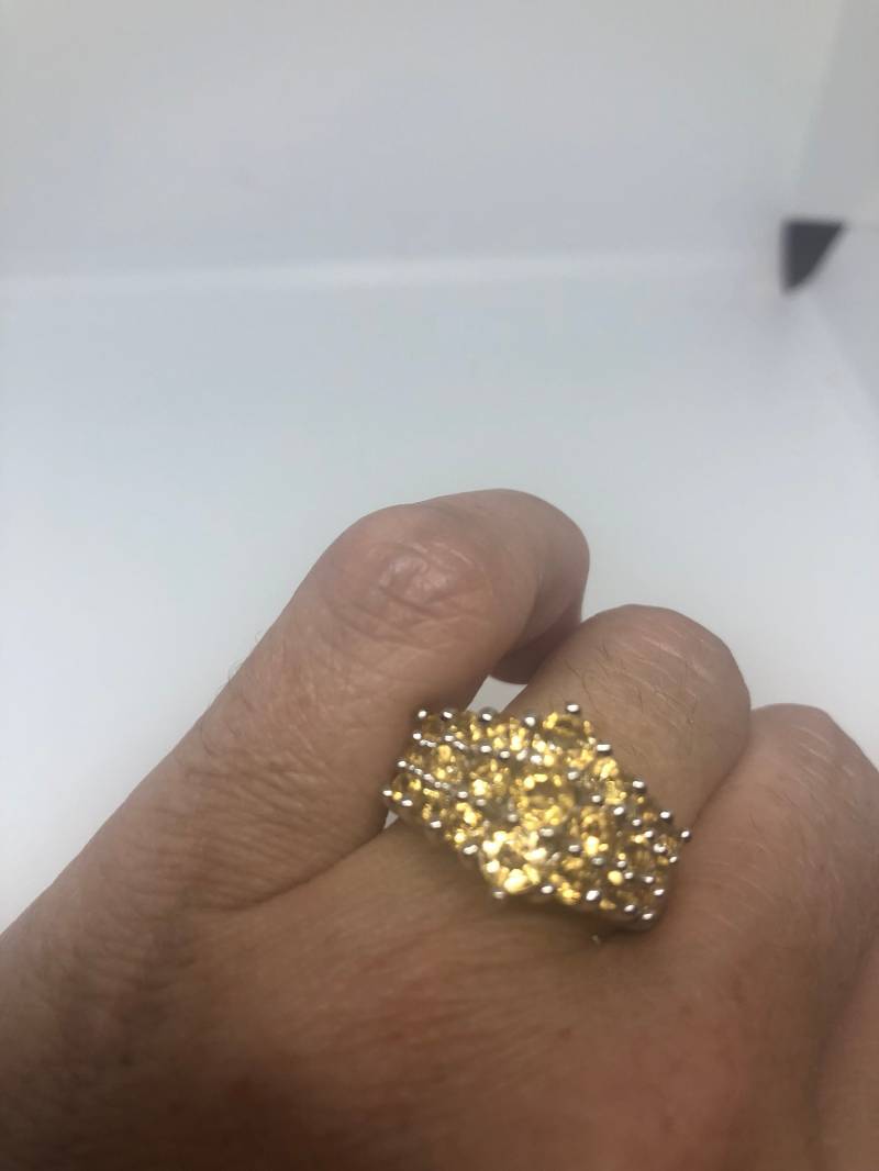 Vintage Handgemachte Goldene Echte Citrin 925 Sterling Silber Gothic Ring Vintage Handgemachte Goldene Echte Citrin 925 Sterling Silber Gothic Ring von NemesisJewelryNYC