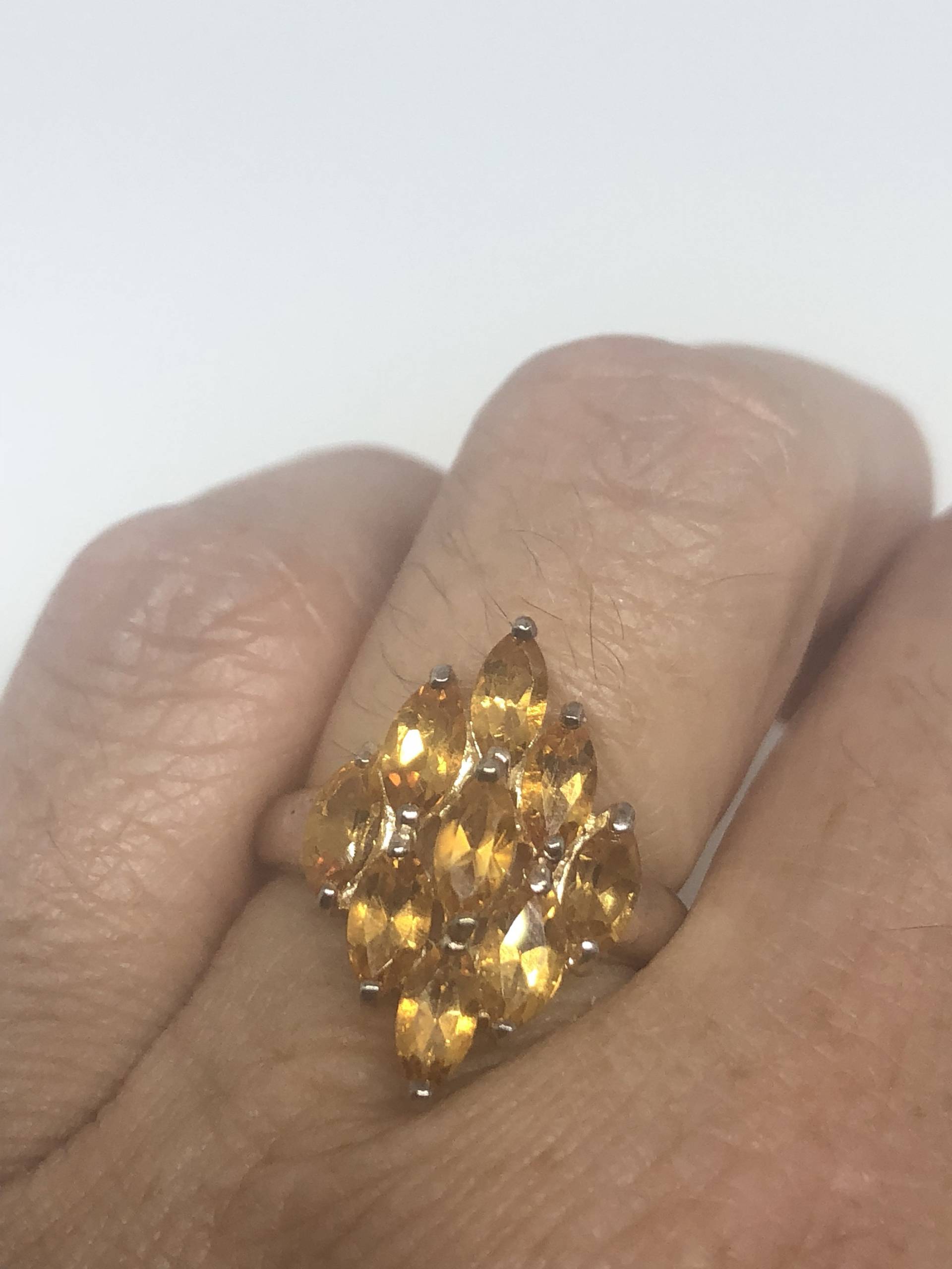 Vintage Handgemachte Goldene Echte Citrin 925 Sterling Silber Gothic Ring von NemesisJewelryNYC