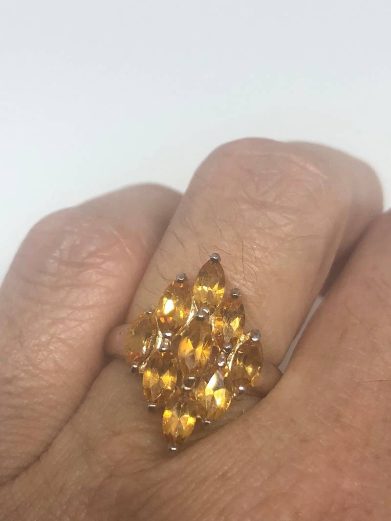 Vintage Handgemachte Goldene Echte Citrin 925 Sterling Silber Gothic Ring Vintage Handgemachte Goldene Echte Citrin 925 Sterling Silber Gothic Ring von NemesisJewelryNYC