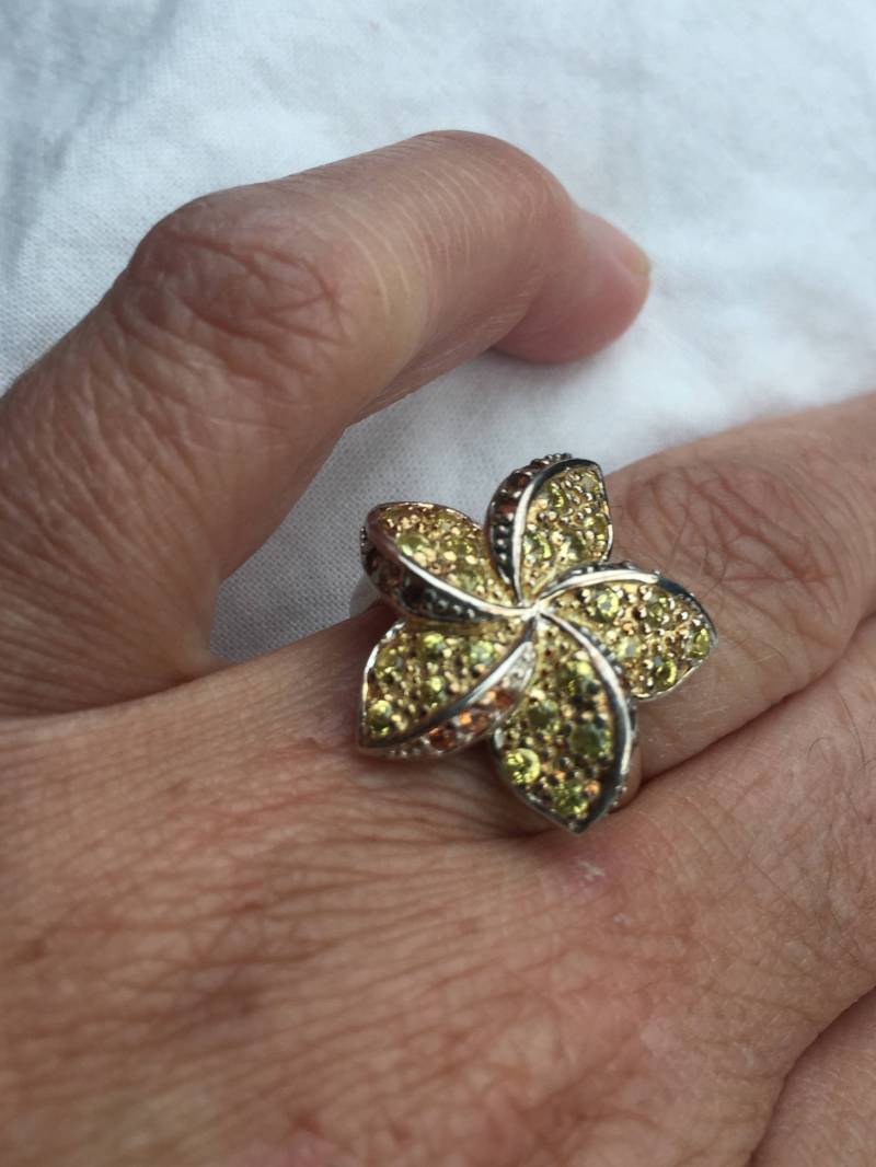 Vintage Handgemachte Goldene Echte Zitronen Quarz Citrin 925 Sterling Silber Gothic Ring von NemesisJewelryNYC