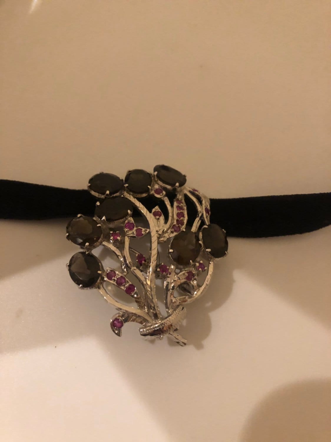Vintage Handgemachte Rauchtopas Und Echtem Rubin 925 Sterling Silber Rhodium Brosche Halskette Vintage Handgemachte Rauchtopas Und Echtem Rubin 925 Sterling Silber Rhodium Brosche Halskette von NemesisJewelryNYC