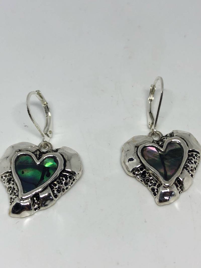 Vintage Handgemachte Silber Regenbogen Abalone Ohrringe von NemesisJewelryNYC