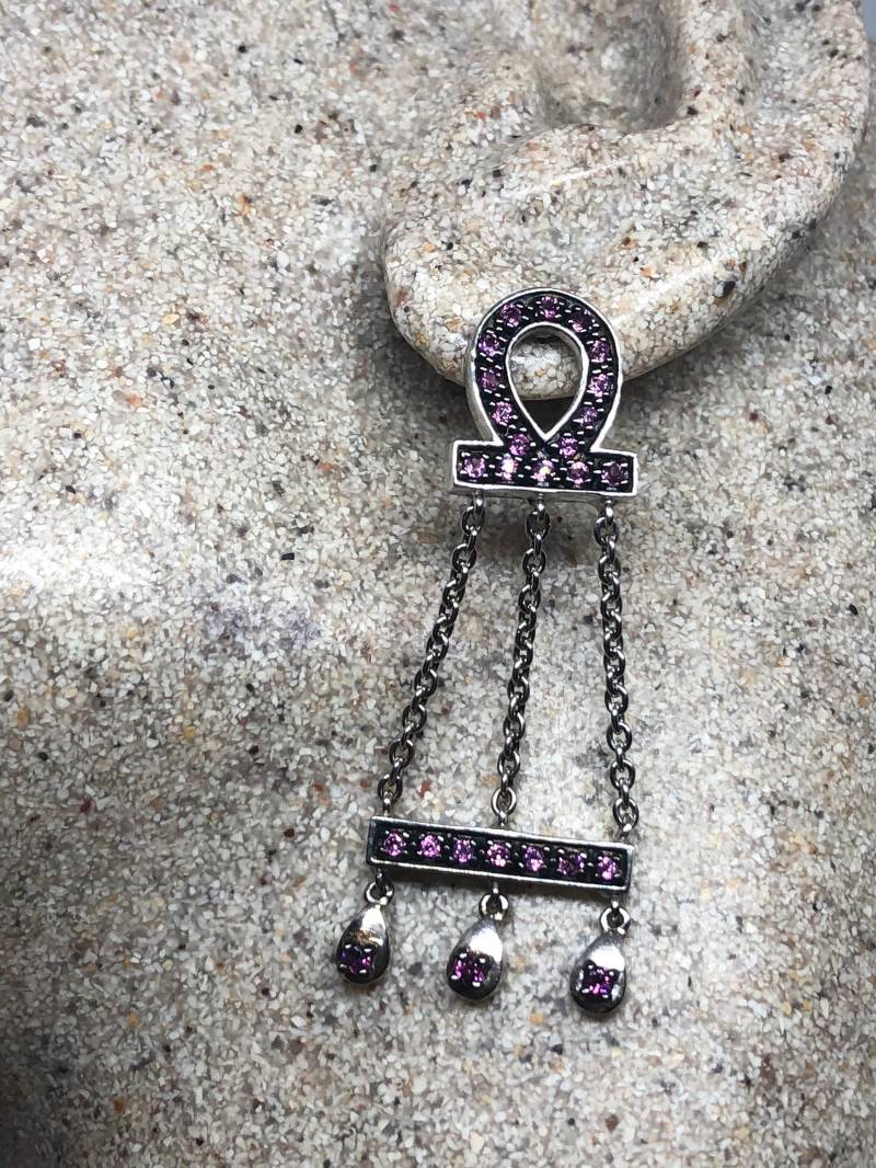 Vintage Handgemachte Sterling Silber Echter Turmalin Ohrringe von NemesisJewelryNYC