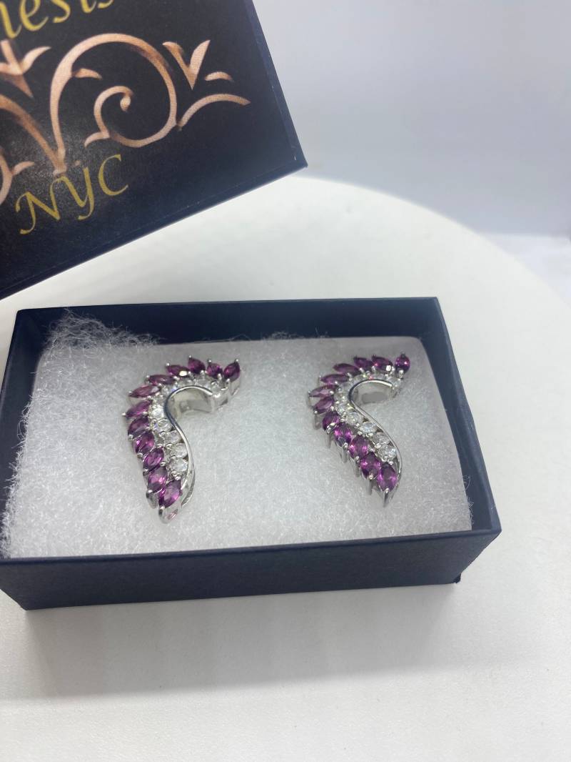 Vintage Handgemachte Sterling Silber Echter Turmalin Ohrringe von NemesisJewelryNYC