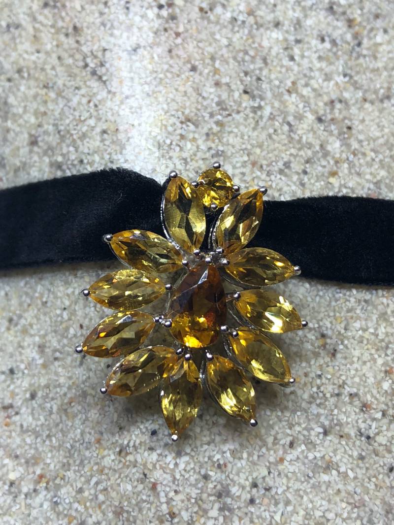 Vintage Handgemachte Sterling Silber Goldene Citrin Anhänger von NemesisJewelryNYC