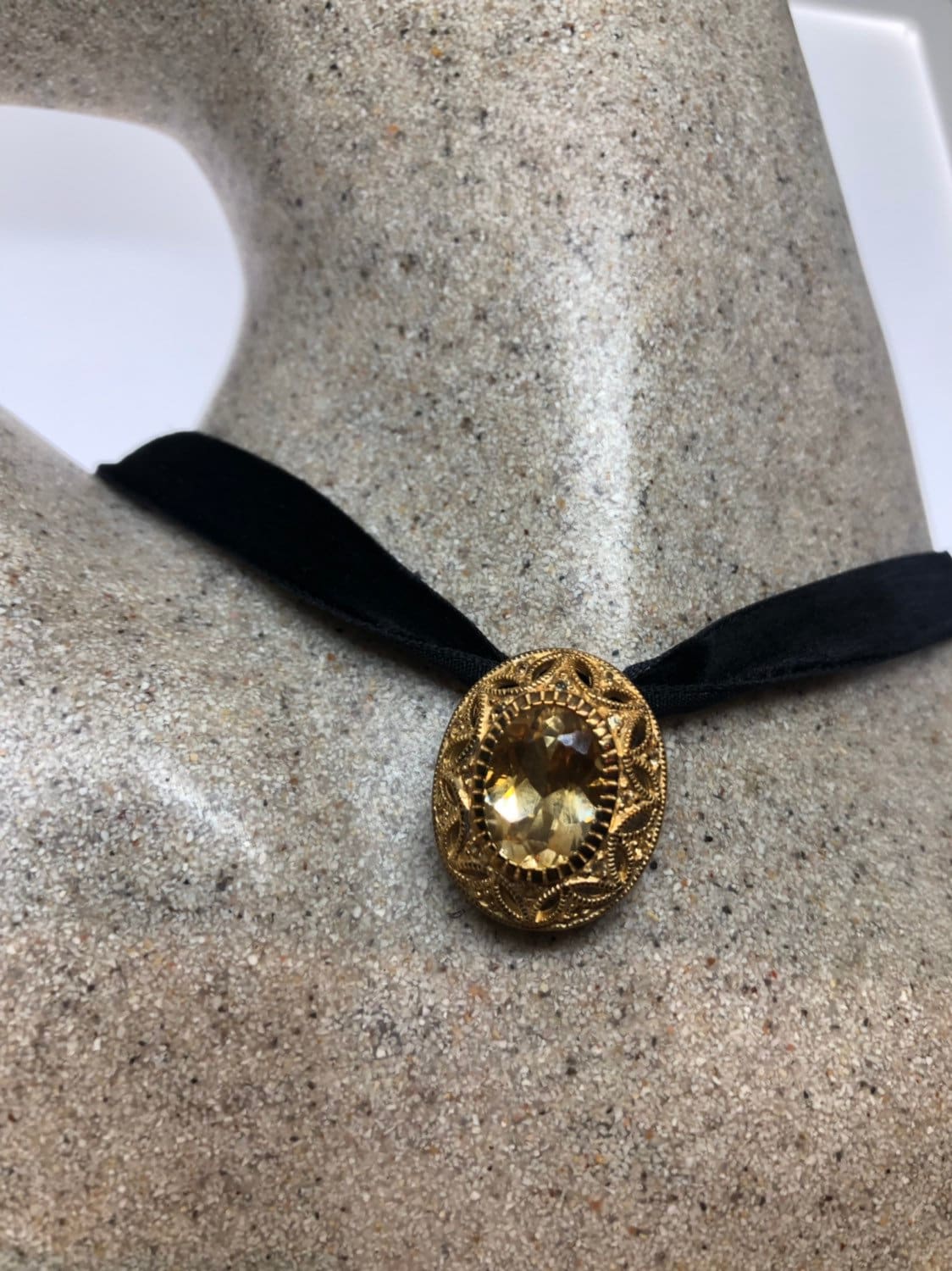 Vintage Handgemachte Sterling Silber Goldene Citrin Anhänger von NemesisJewelryNYC