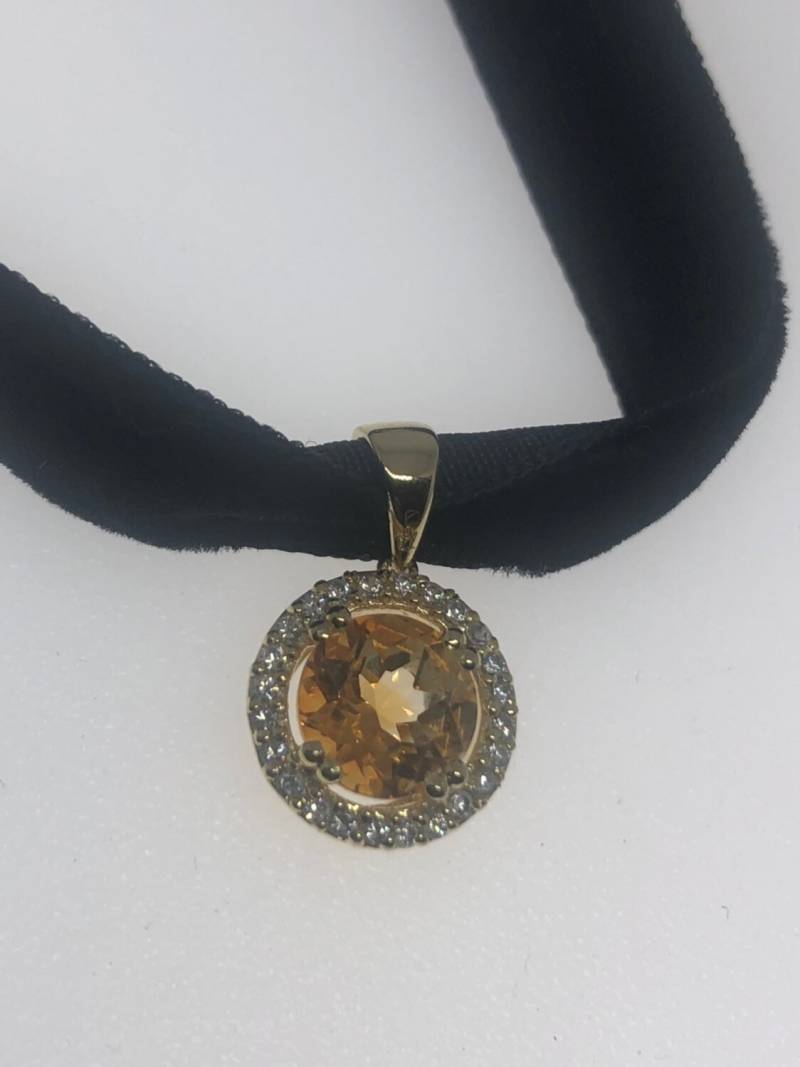 Vintage Handgemachte Sterling Silber Goldene Citrin Anhänger von NemesisJewelryNYC