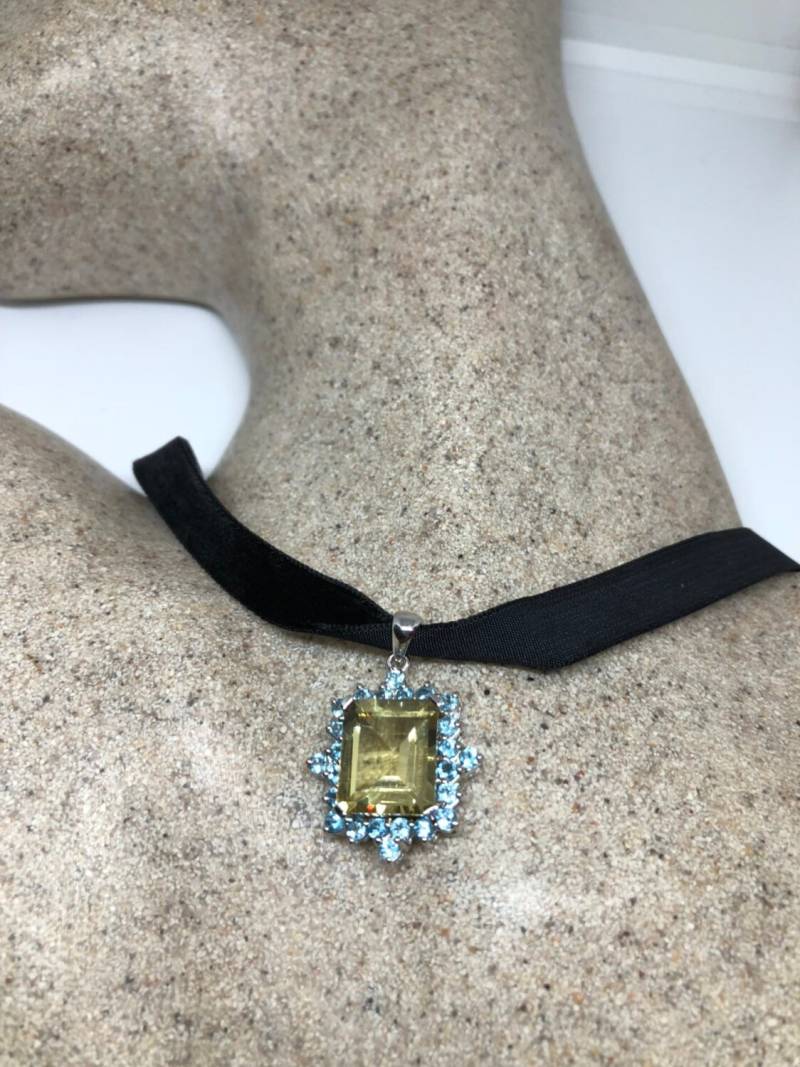 Vintage Handgemachte Sterling Silber Goldene Zitrone Citrin Anhänger von NemesisJewelryNYC