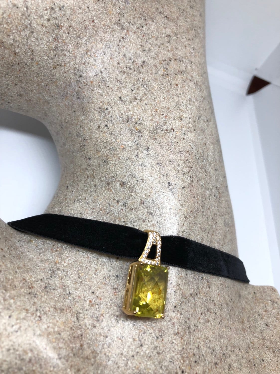 Vintage Handgemachte Sterling Silber Goldene Zitrone Citrin Anhänger von NemesisJewelryNYC